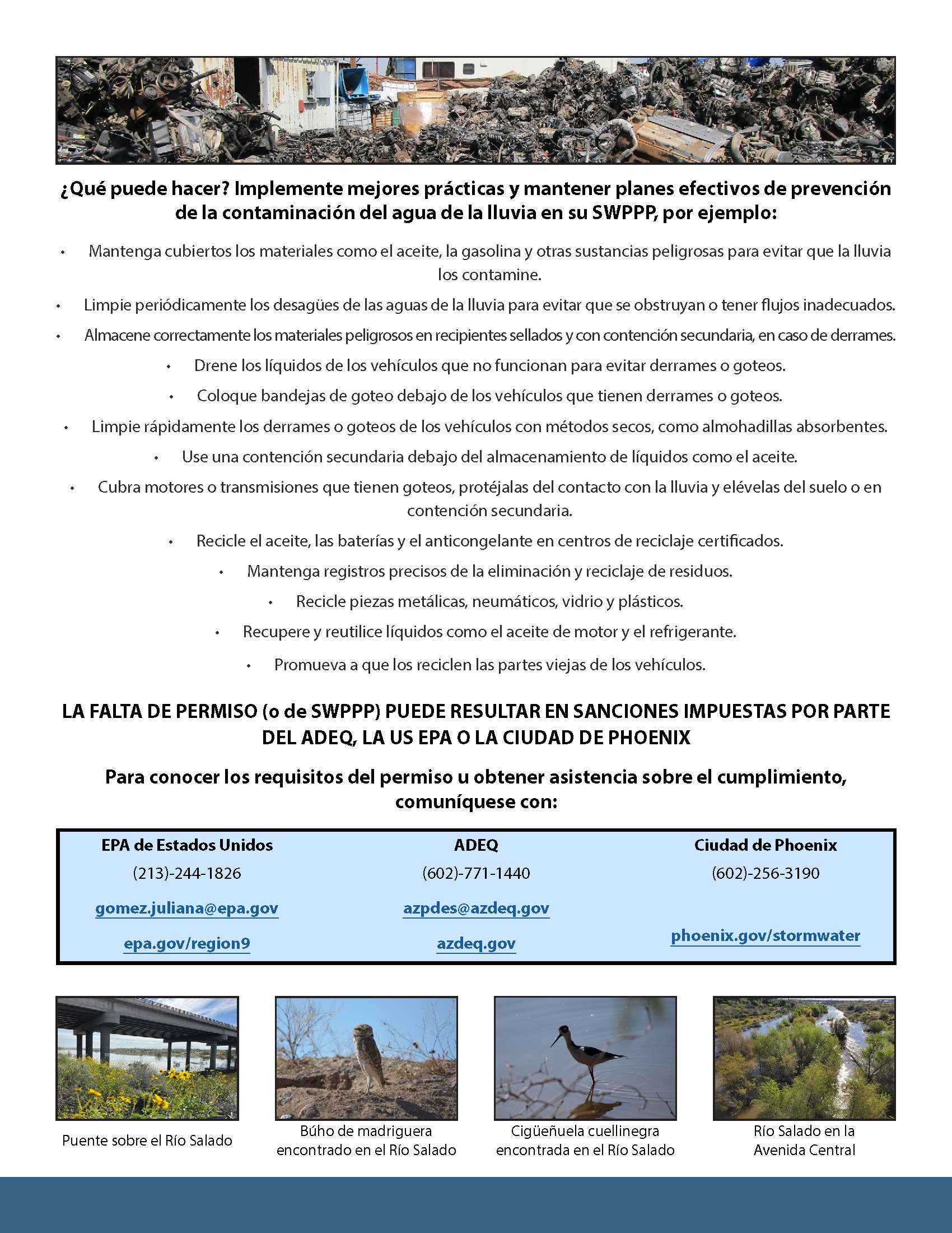 Stormwater Management Outreach Flyer - Spanish