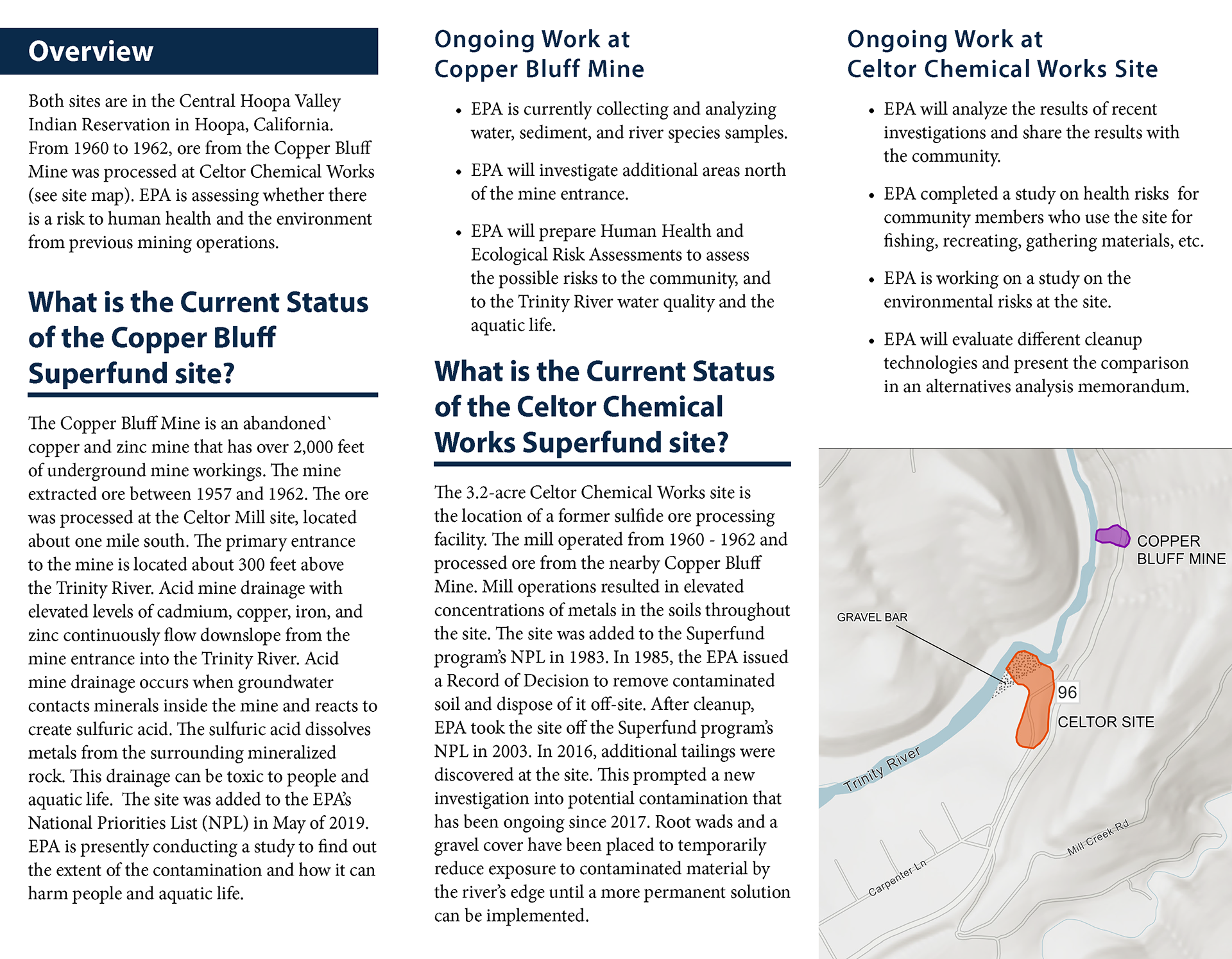 Copper Bluff Mine & Celtor Works Superfund Sites Try-fold Brochure