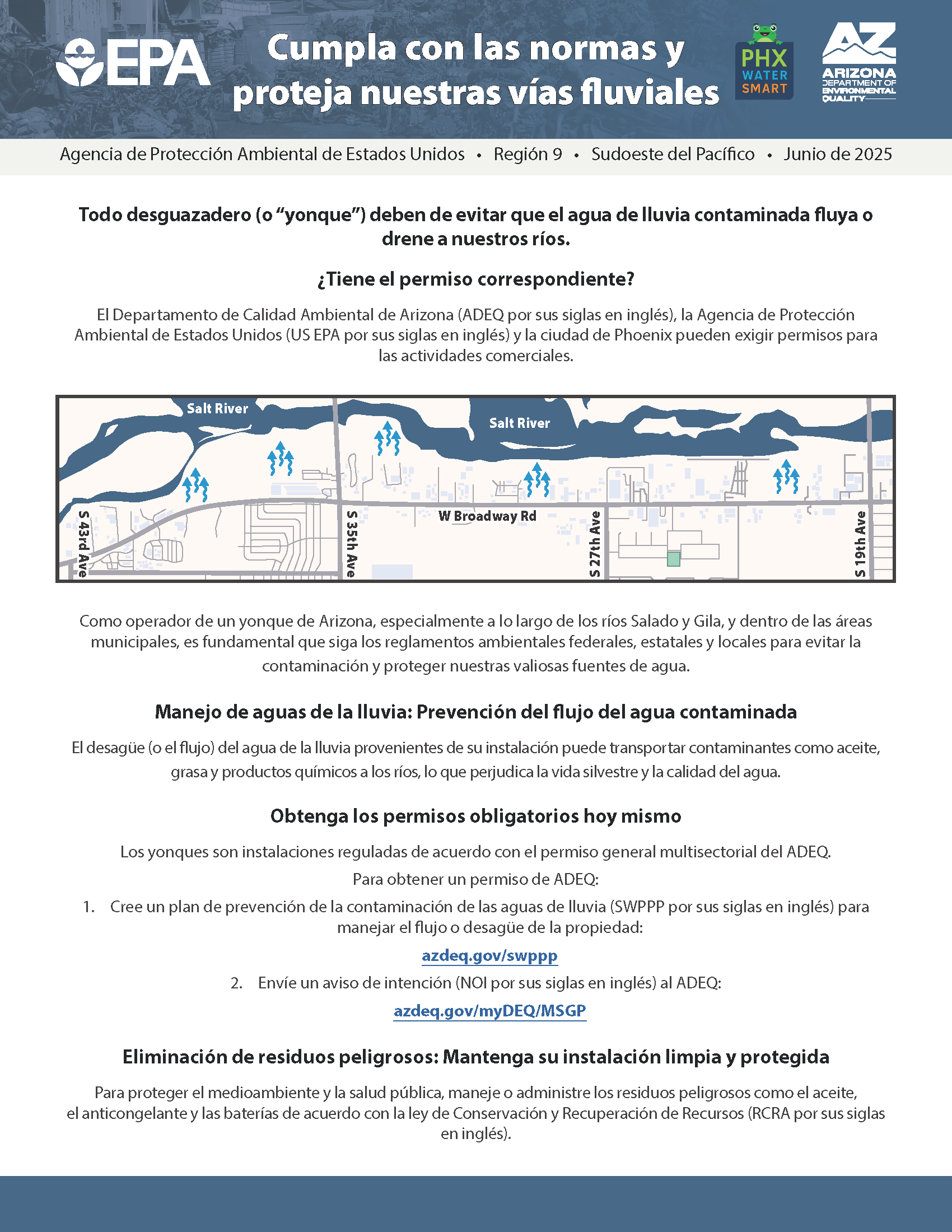 Stormwater Management Outreach Flyer - Spanish