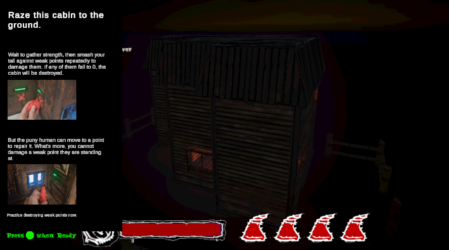 This is an in-game WIP screenshot of the monster’s tutorial.