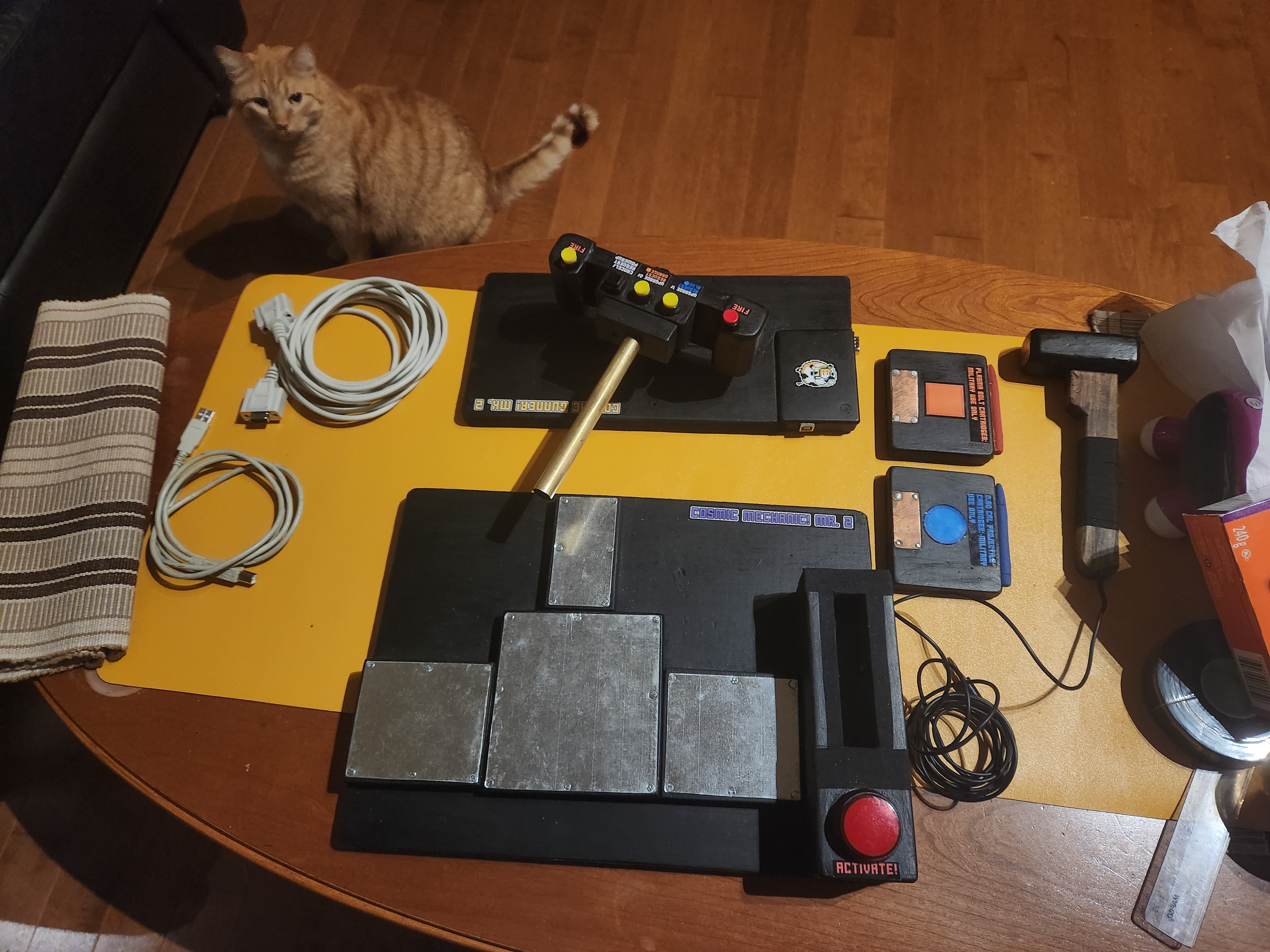 The finished system. All parts (e.g. the hammer, turret, buttons, et. al…) are designed to be easily detachable and replaced should a component fail.