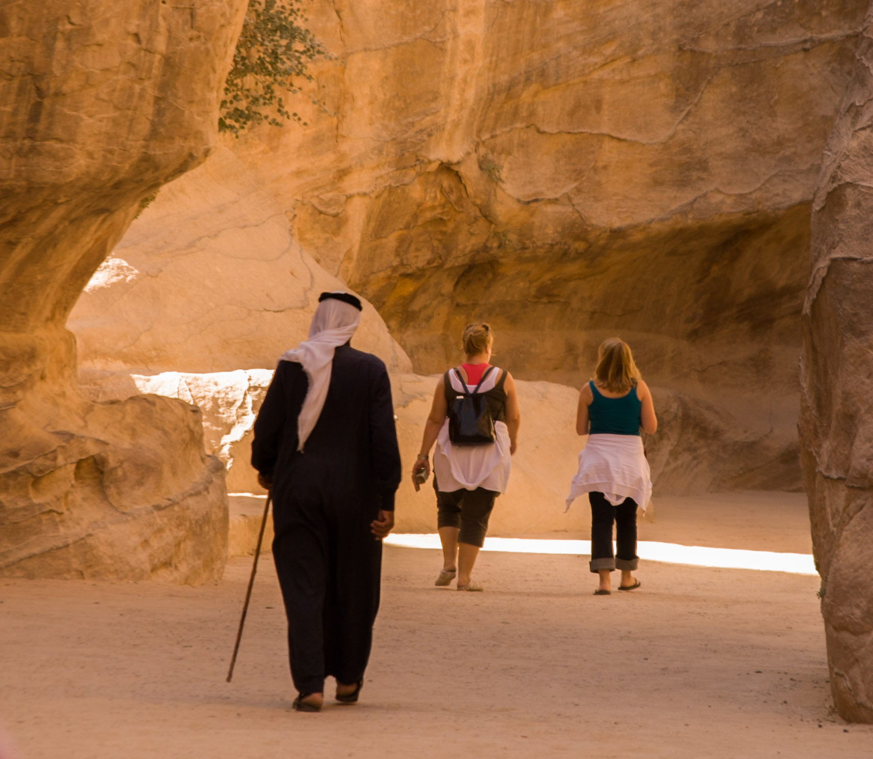In the Siq approaching the ancient city of Petra