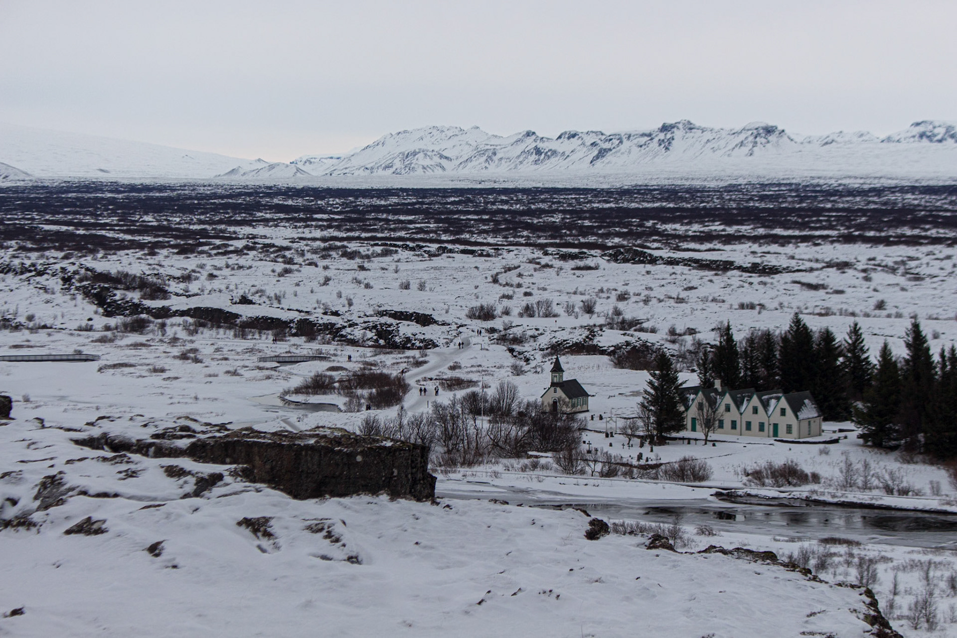 View Across  the Mid Atlantic Ridge Overlooking Þingvellir church