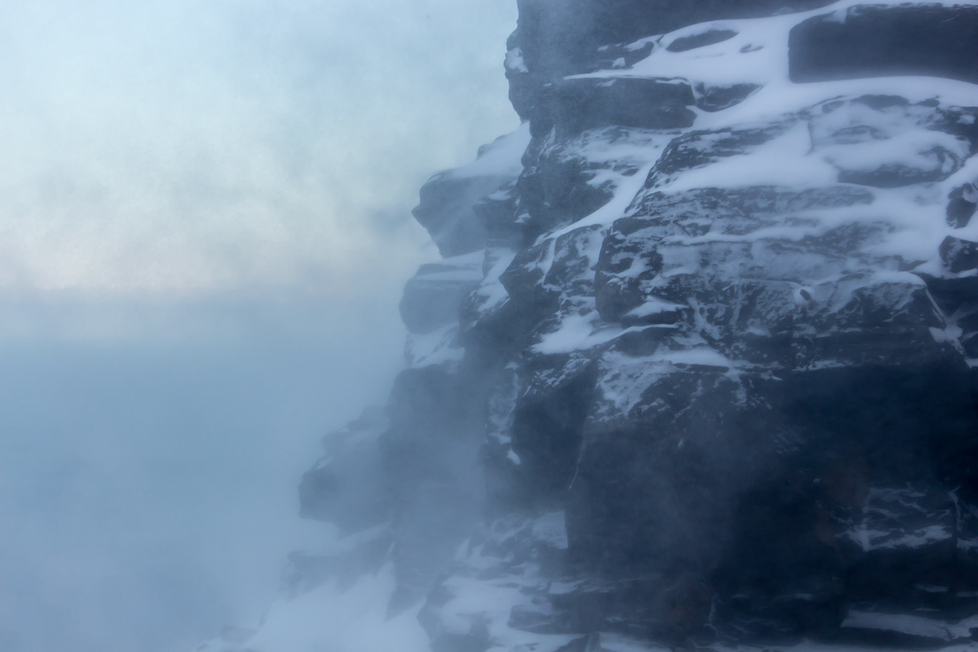 Even on a clear day, in November the winds conspire to obliterate the view with driven snow!