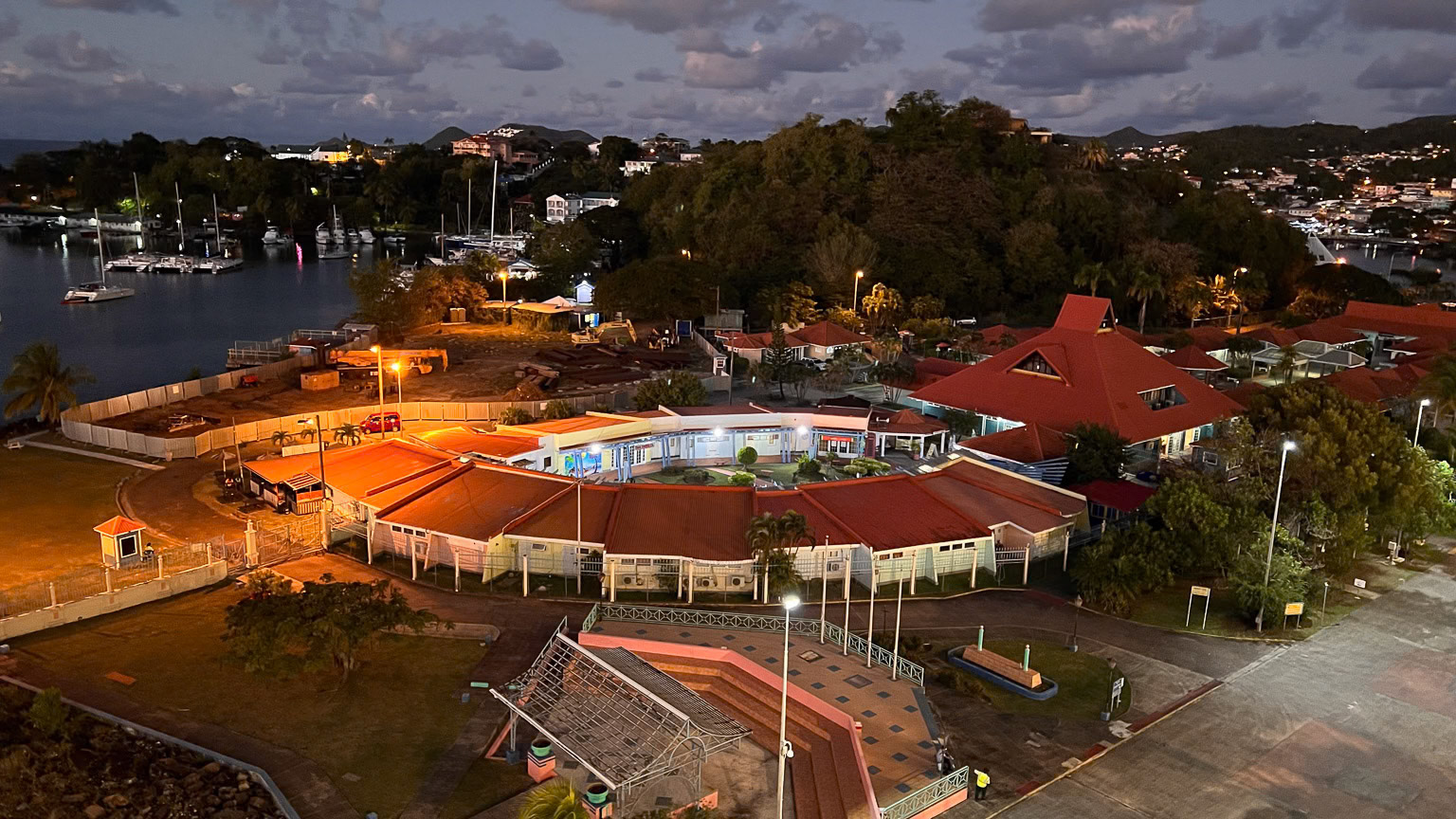 St. Lucia Cruise Port by night