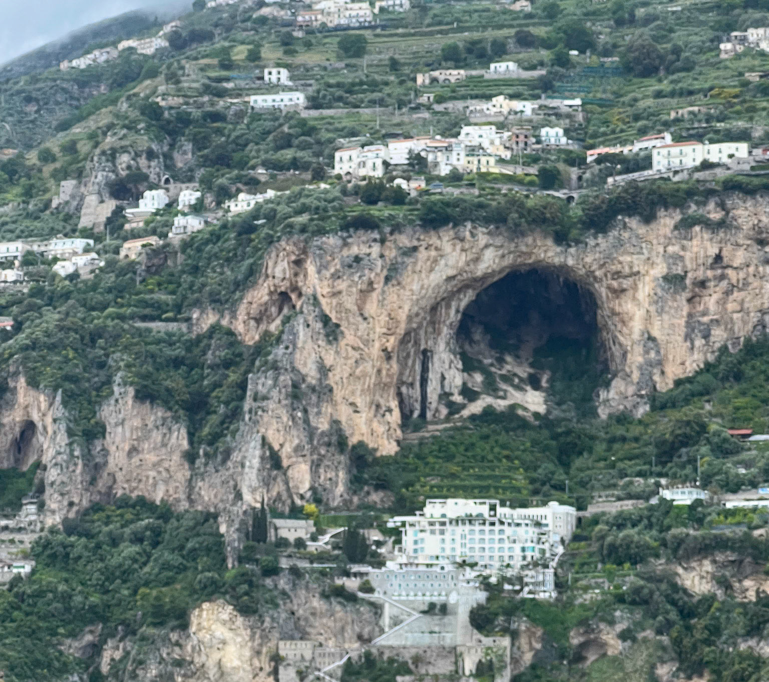 A large cliff-side cave near Amalfi