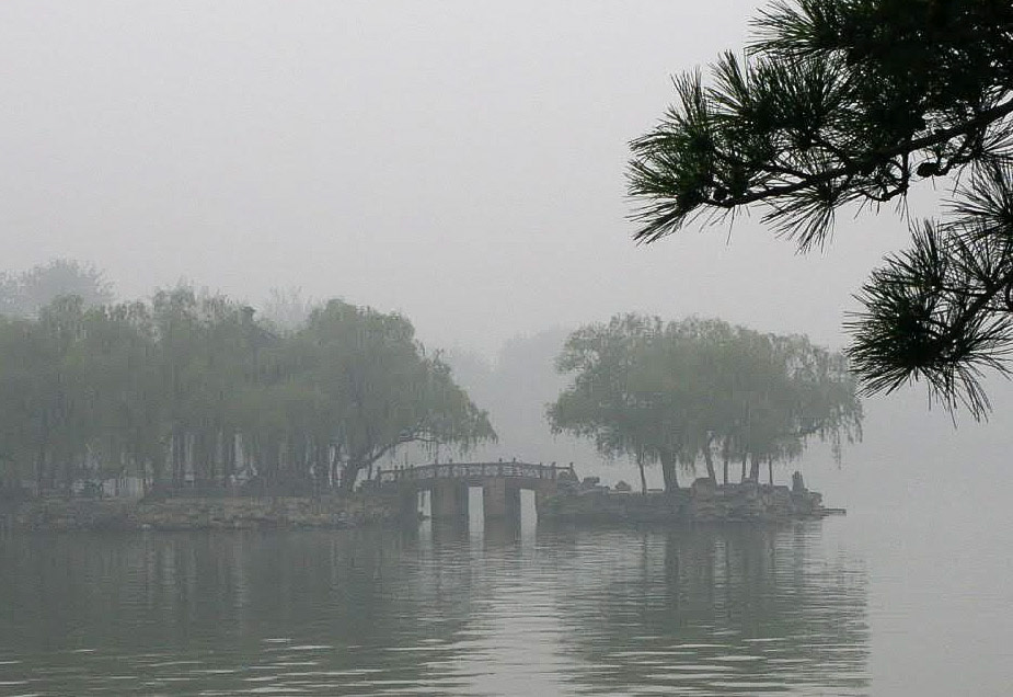 A Misty Morning in Beijing's Summer Palace Gardens