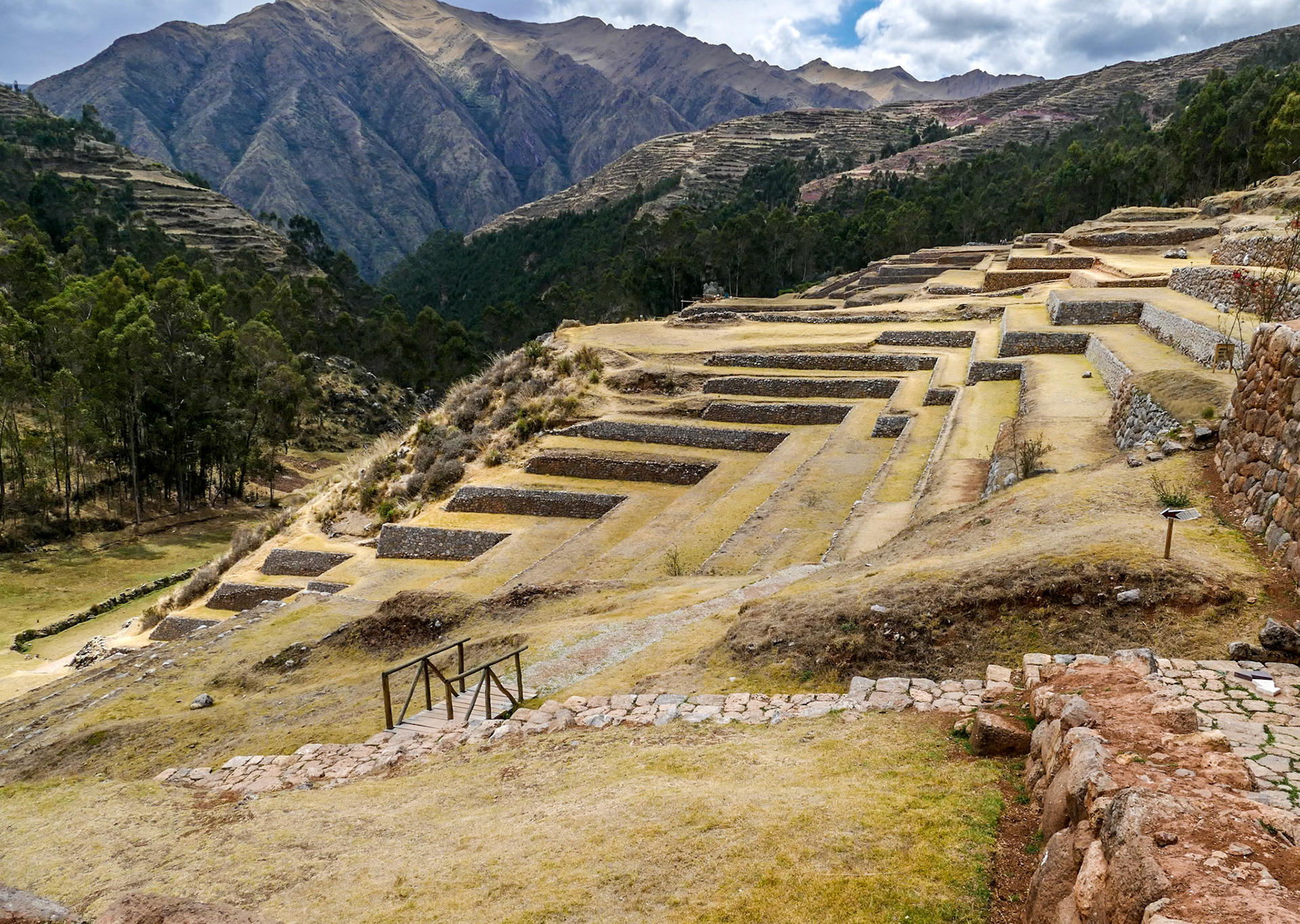 The remains of the Incan fort and temple complex adjacent to the modern day village