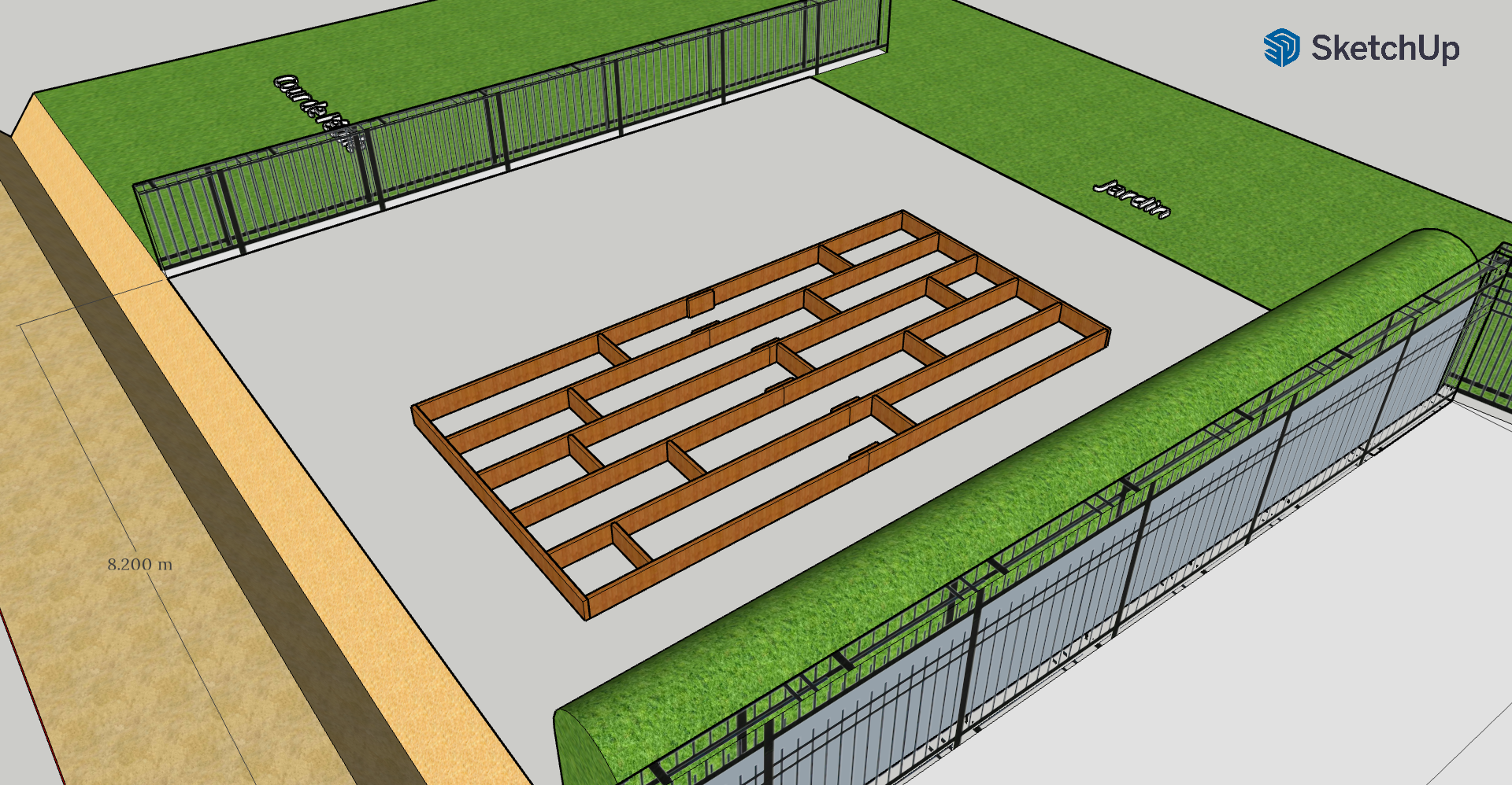 Fig 10 : Modélisation SketchUp des toilettes sèches, étape par étape