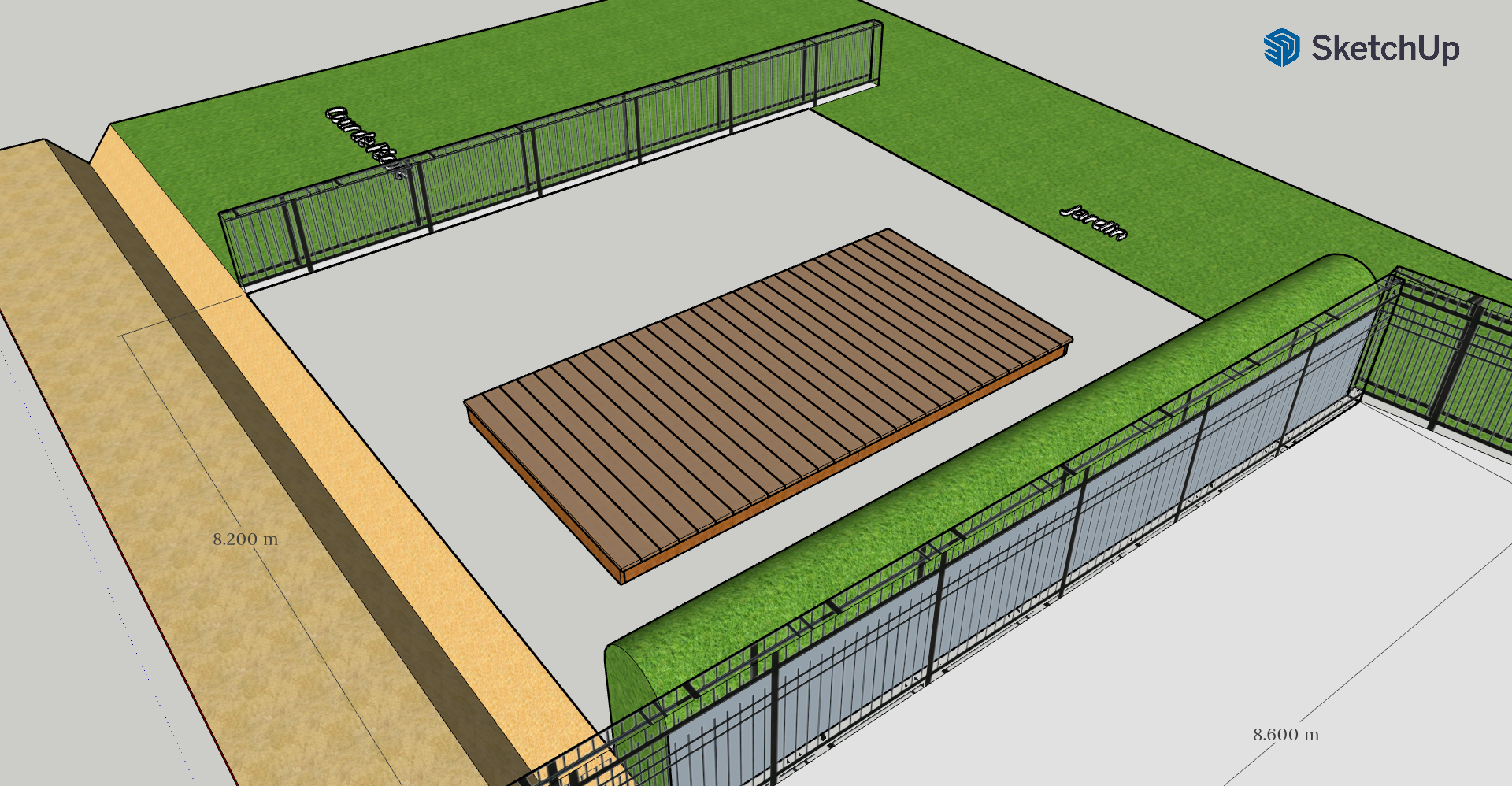 Fig 10 : Modélisation SketchUp des toilettes sèches, étape par étape