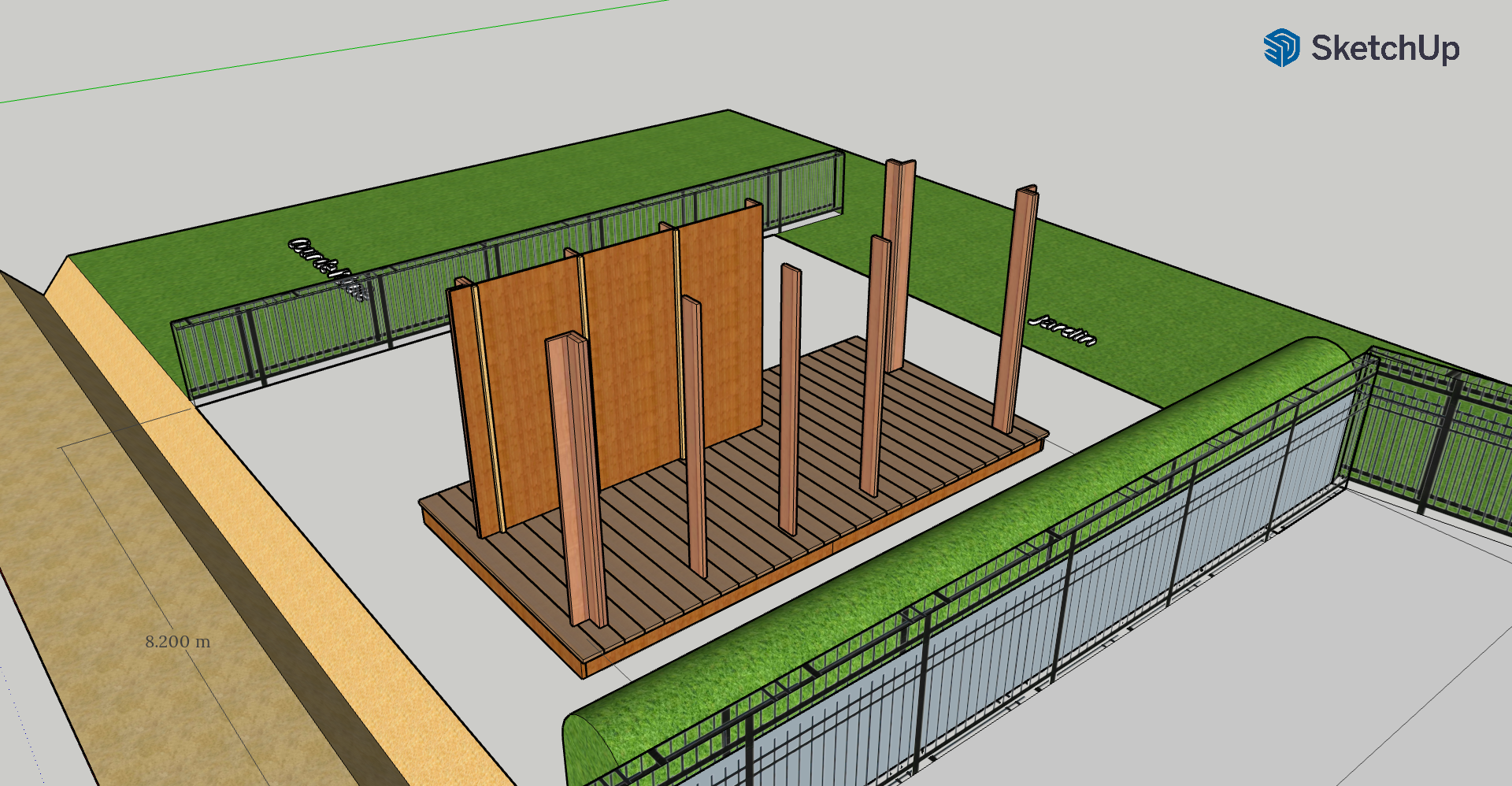 Fig 10 : Modélisation SketchUp des toilettes sèches, étape par étape