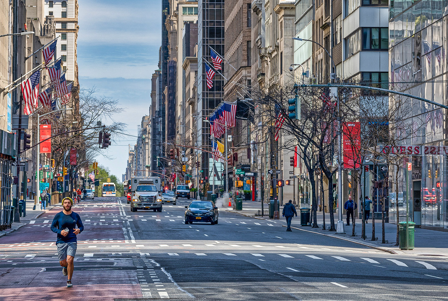 Jogger in Bus Lane during the COVID19 lock down in NYC