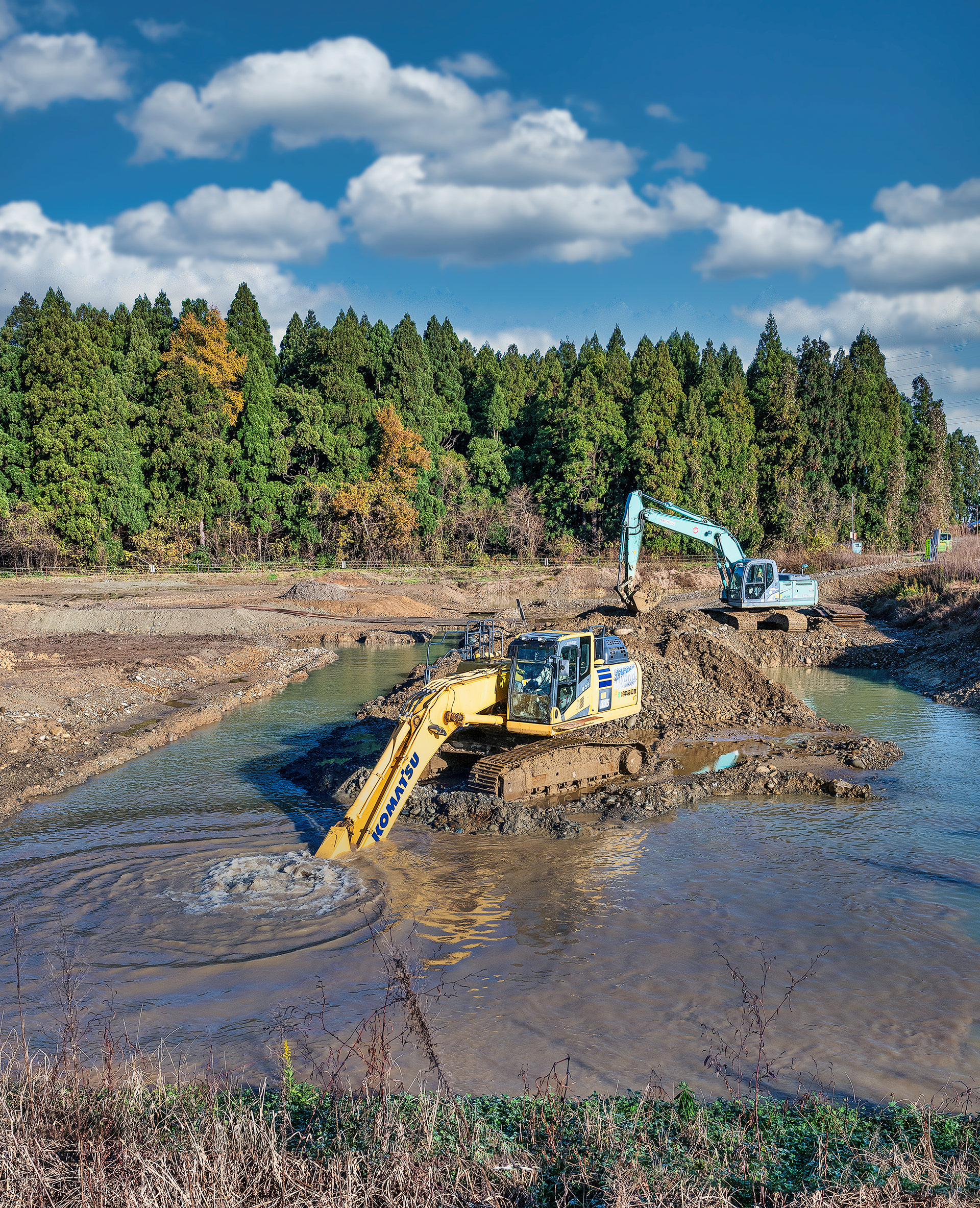 Suda Kai Koi Farm is working on the mud ponds