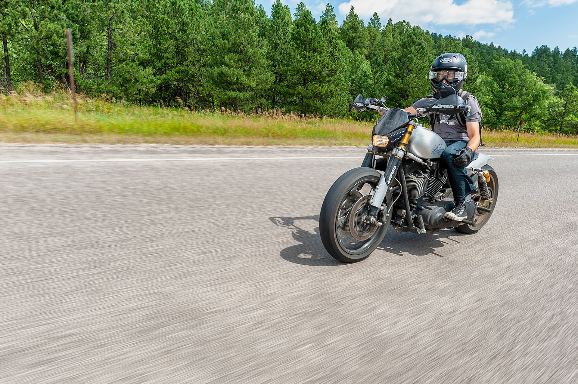 Satya Kraus a reknown custom builder relaxes on a South Dakota back road