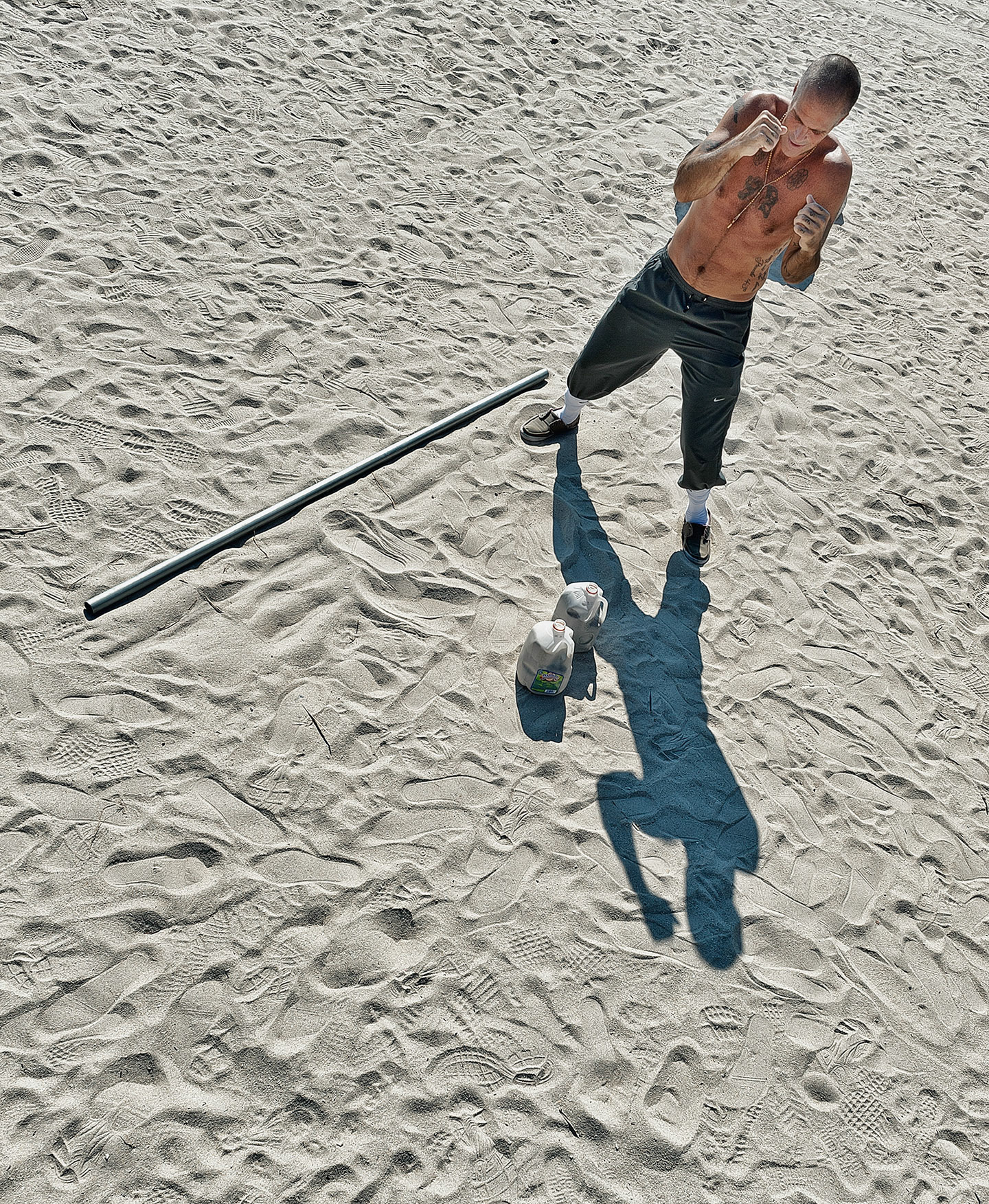 Morning workout on South Beach, Florida's muscle beach