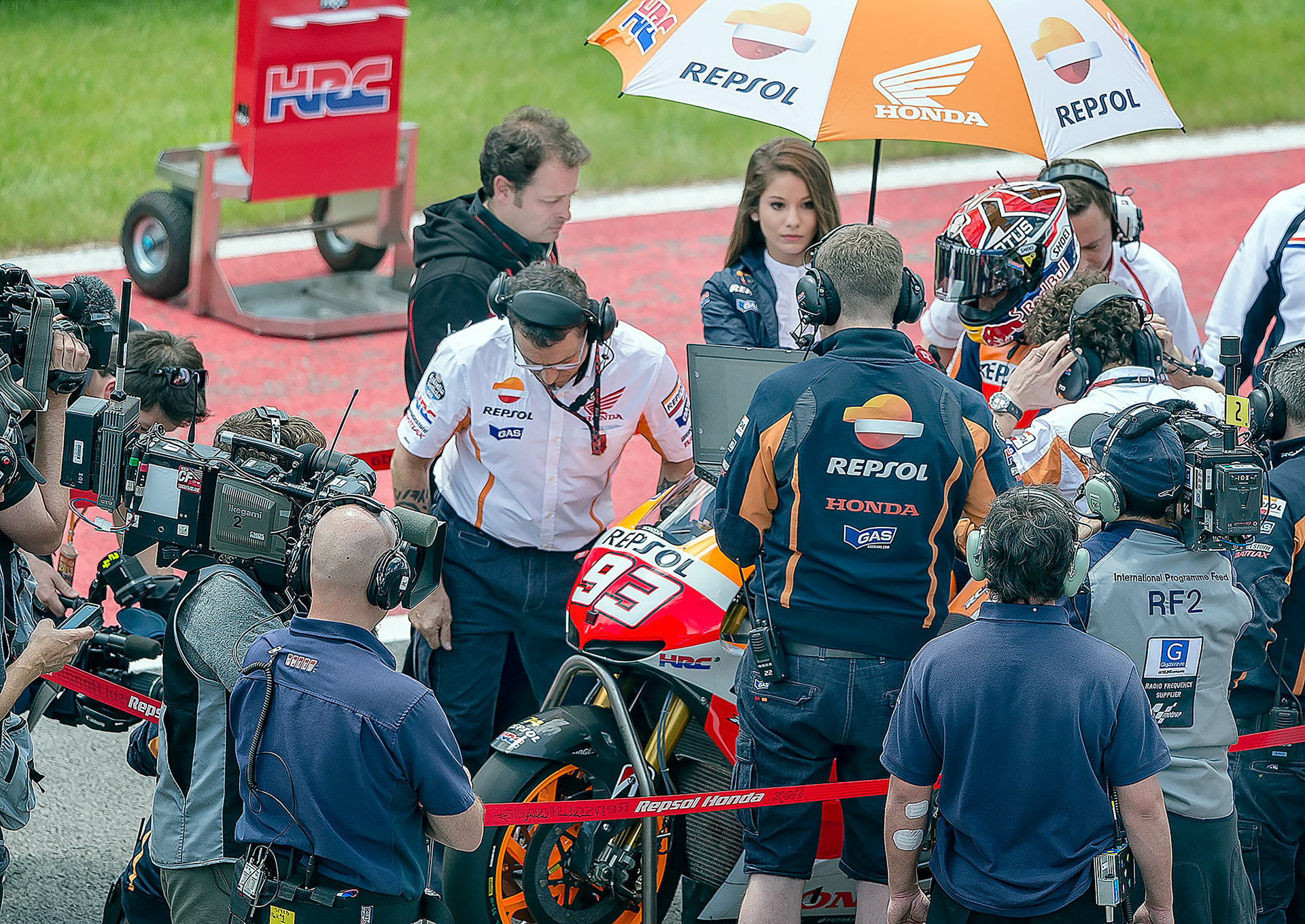 The media storm gathered around Marc Marquez at MotoGP