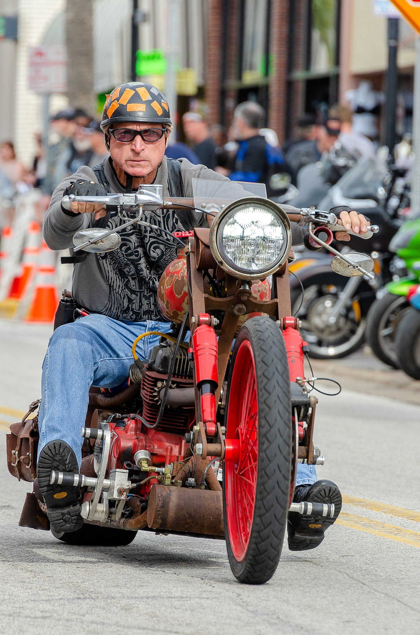 Cruising on a 'Rat Bike' at Daytona Bike Week