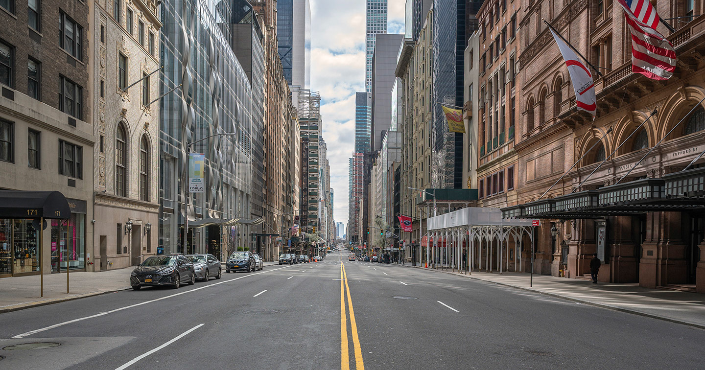 57th Street void of people during the COVID19 lock down in NYC