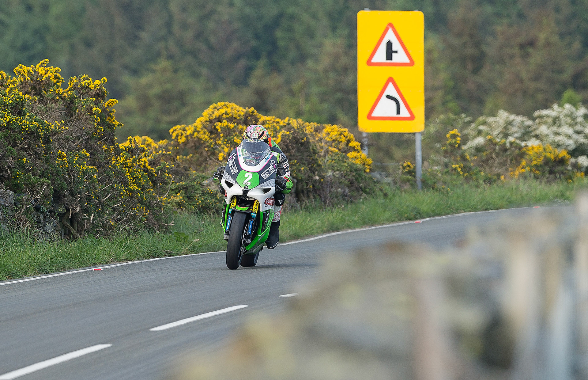James HIllier makes his way up the mountain at the Isle of Man TT during P2