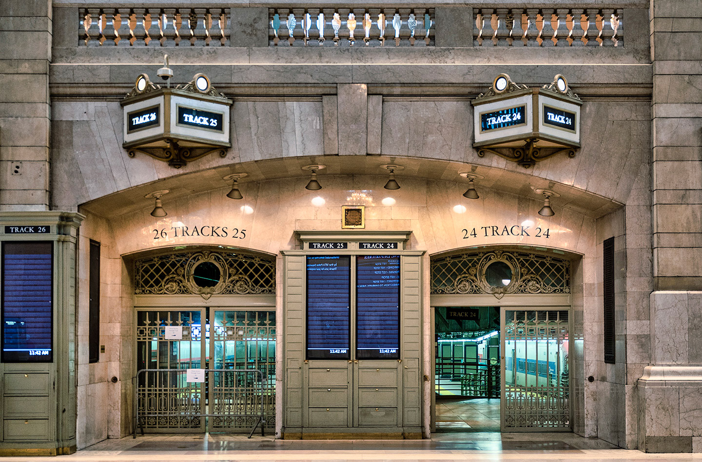 Grand Central Station, NYC, track entrance void of people in the middle of the day during COVID19 lockdown