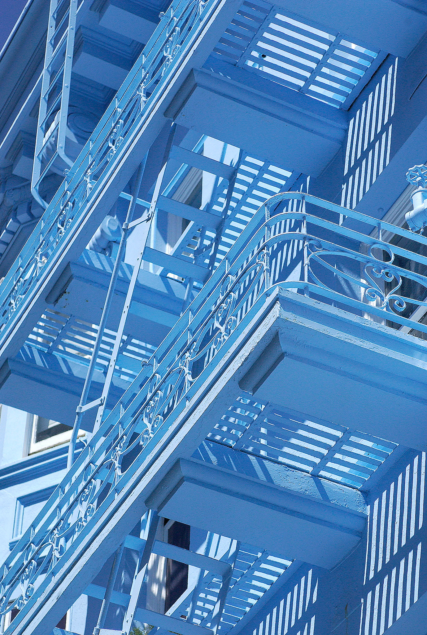 What can you say when an old school ornamental railing in a simple color becomes a work of art in itself.