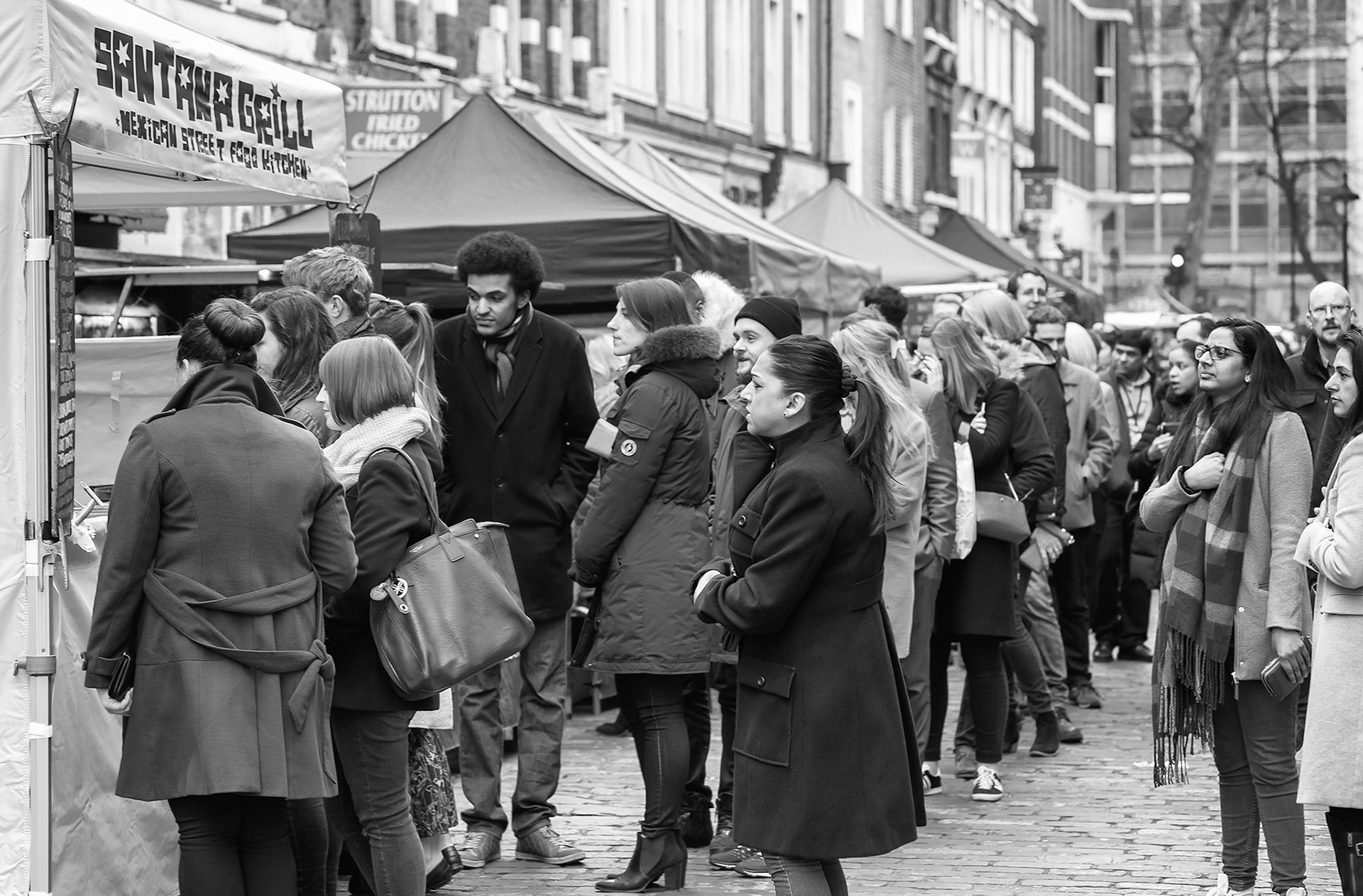 Lunch lines of Strutton Ground, London UK