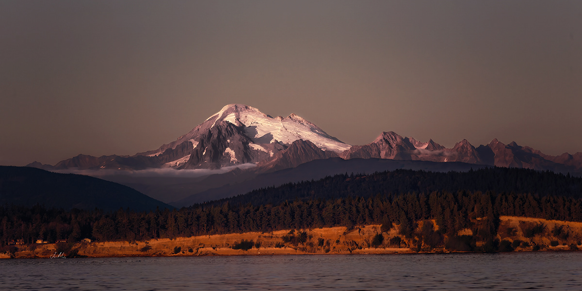 Rosario Strait Evening light on Mount Baker
