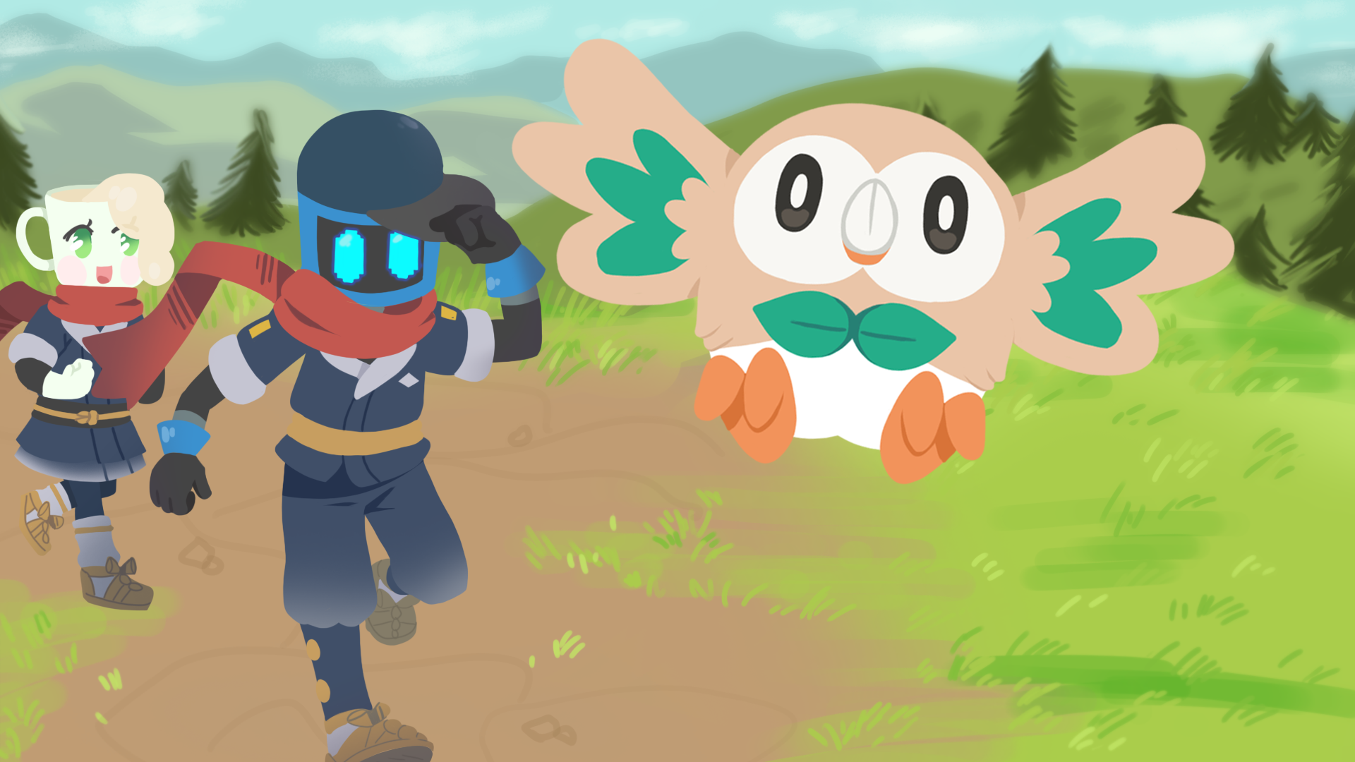Meg and Don Vtubers in Pokémon Legends: Arceus Fan Art