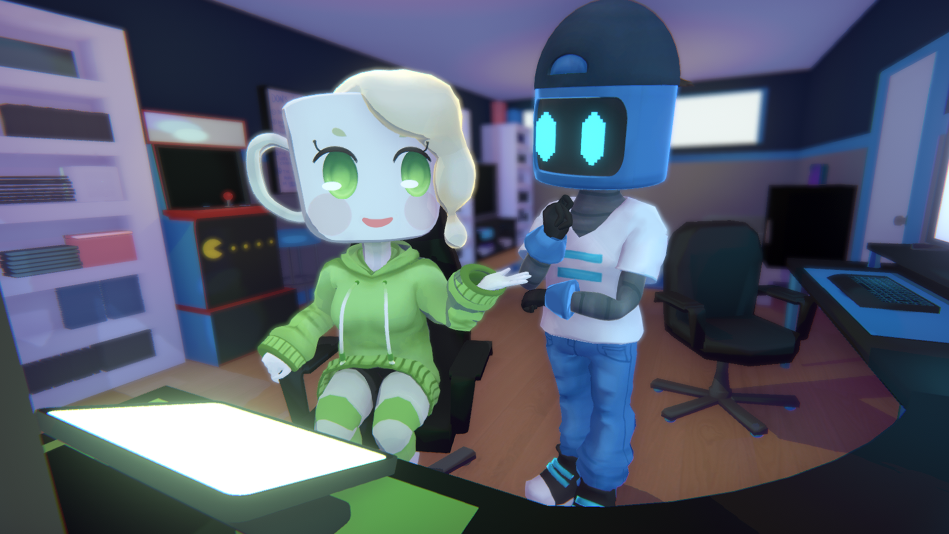 Meg showing Don some new artwork