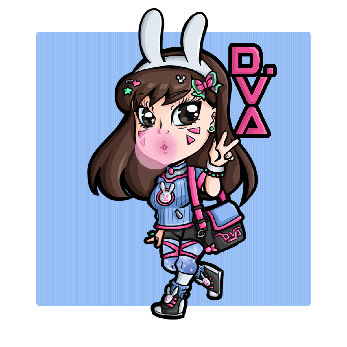 D.va Street Fashion Chibi Fan Art