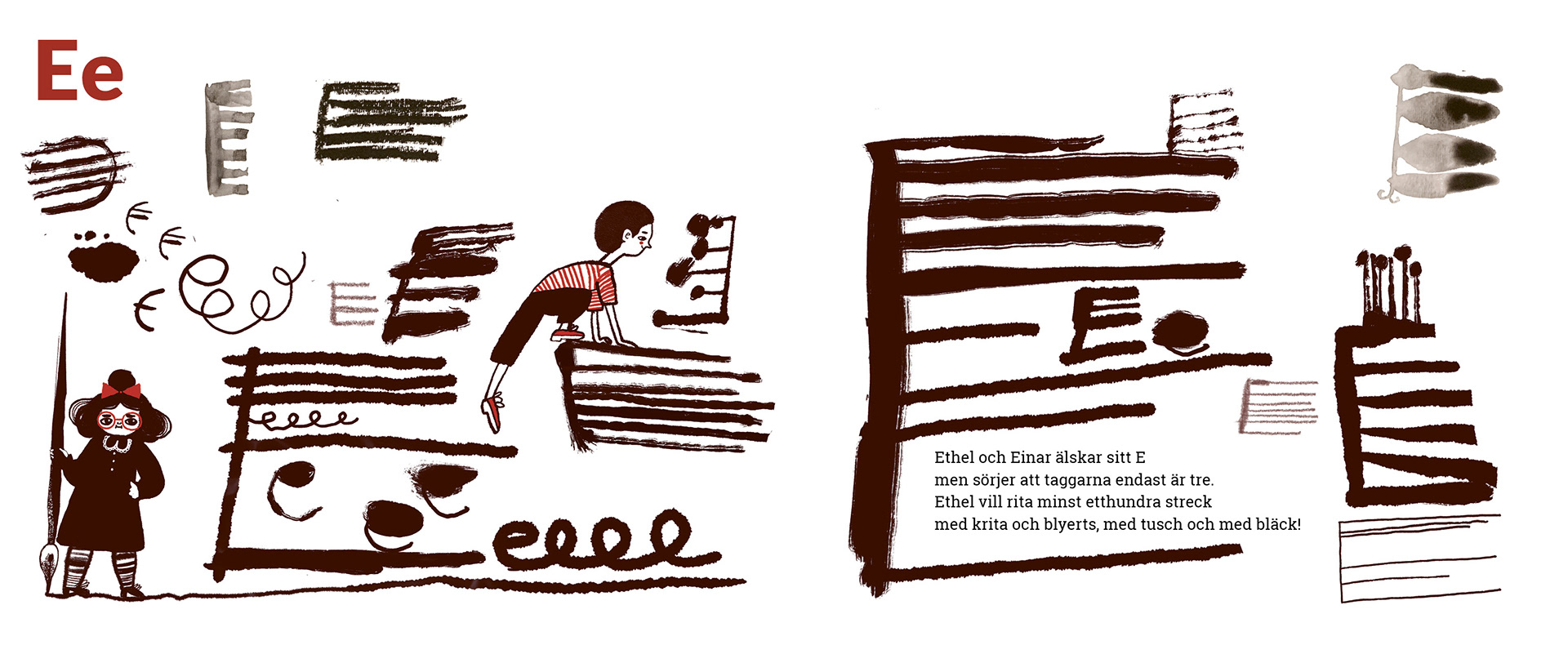 Excerpt from Bokstavsvärldar Text: Henrika Andresson, illustration: Maria Sann