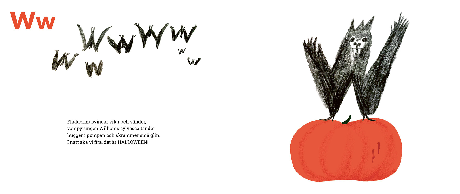 Excerpt from Bokstavsvärldar Text: Henrika Andresson, illustration: Maria Sann