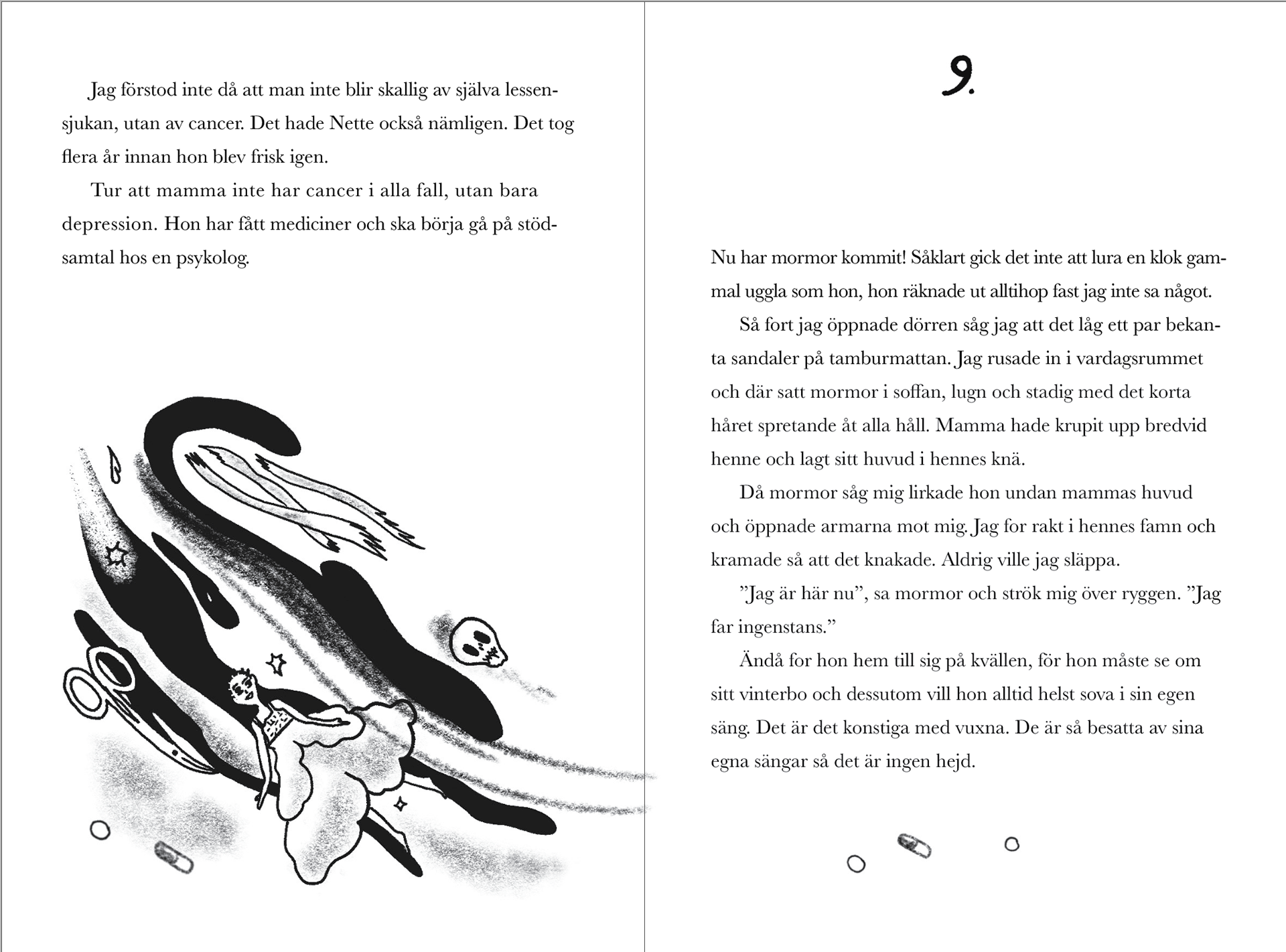Illustration from the book Tusen timmar tystnad