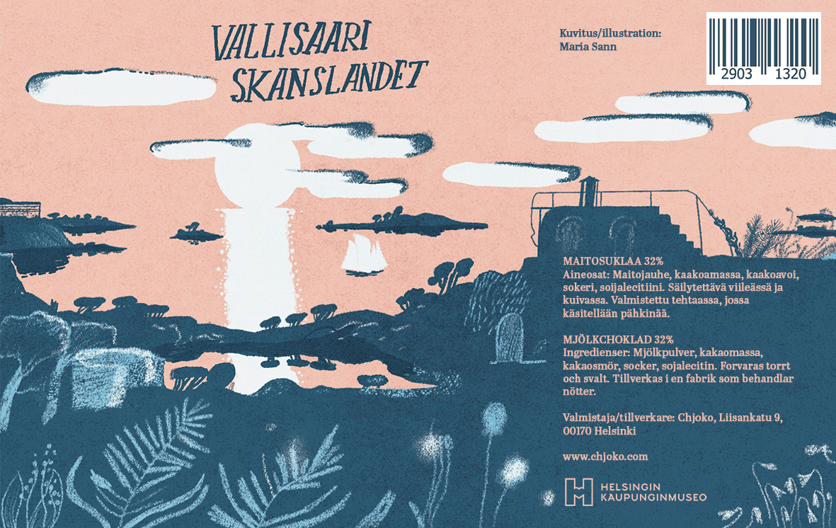 Chocolate wrapping illustration for Helsinki City Museum