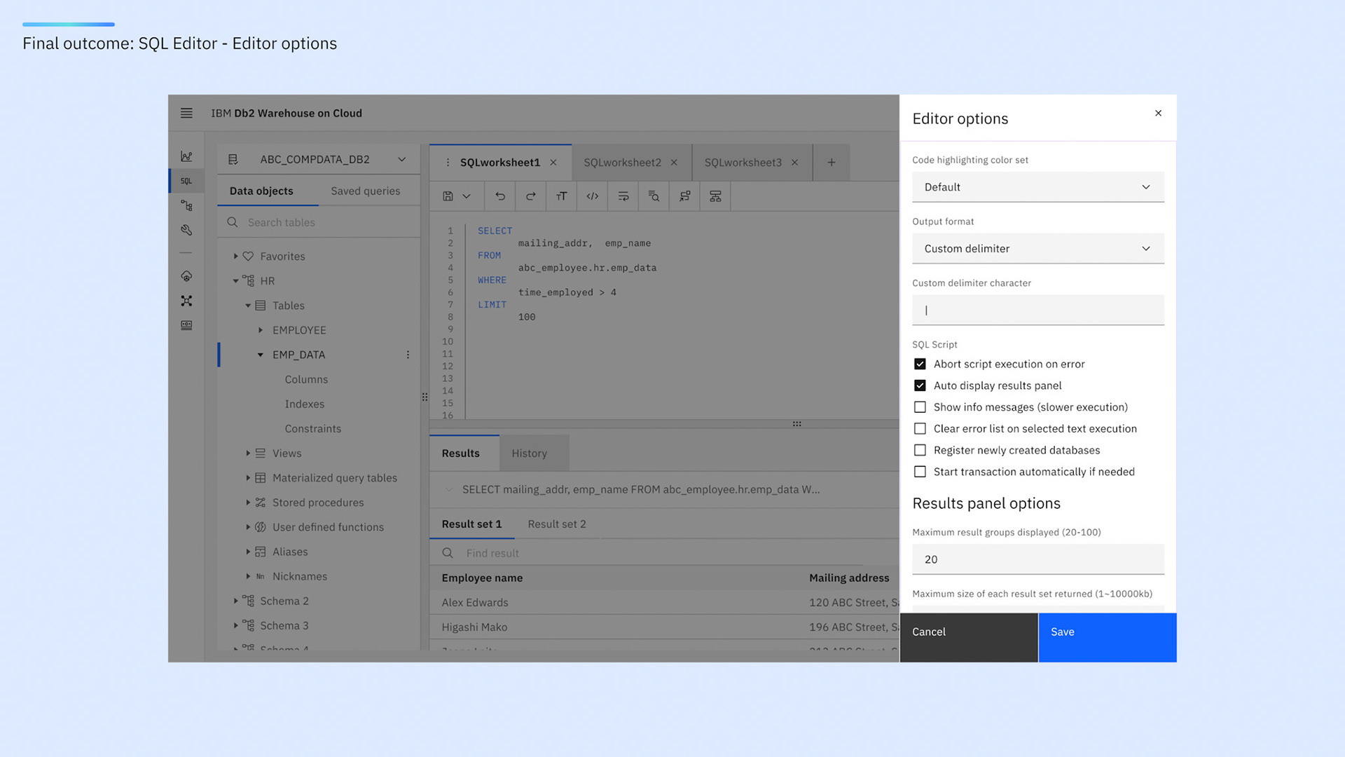 Hi-Fi: Code workspace - Editor settings