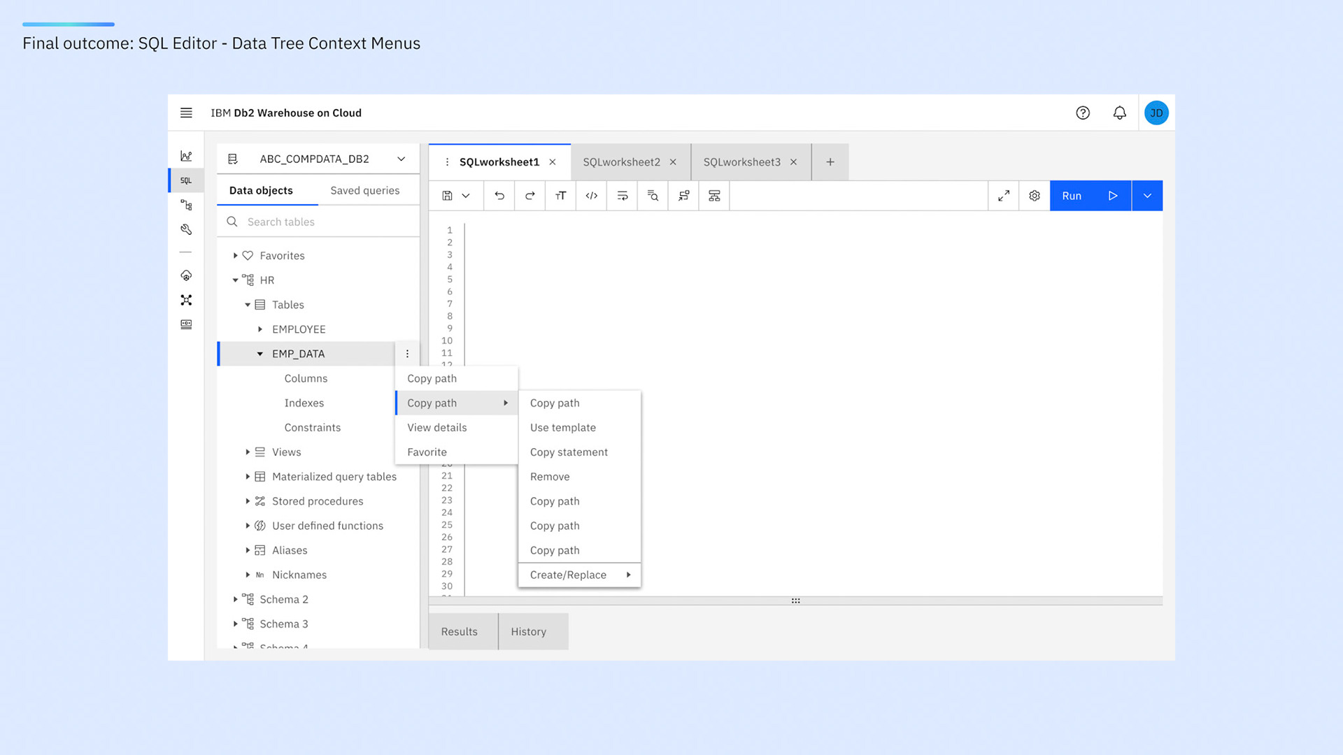 Hi-Fi: Data tree - Context menus