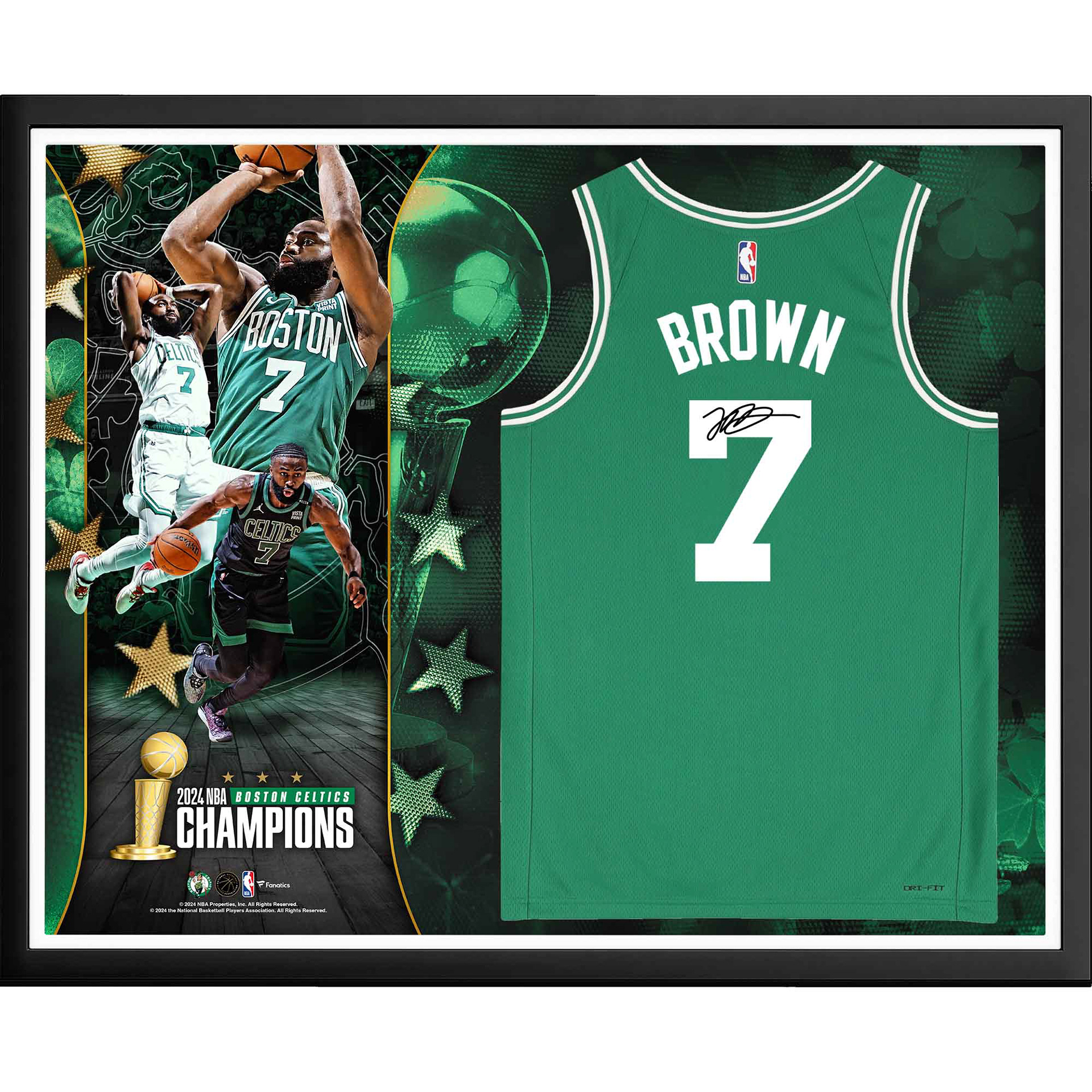 32x40 Jersey Collage featuring an autographed Jaylen Brown jersey.
