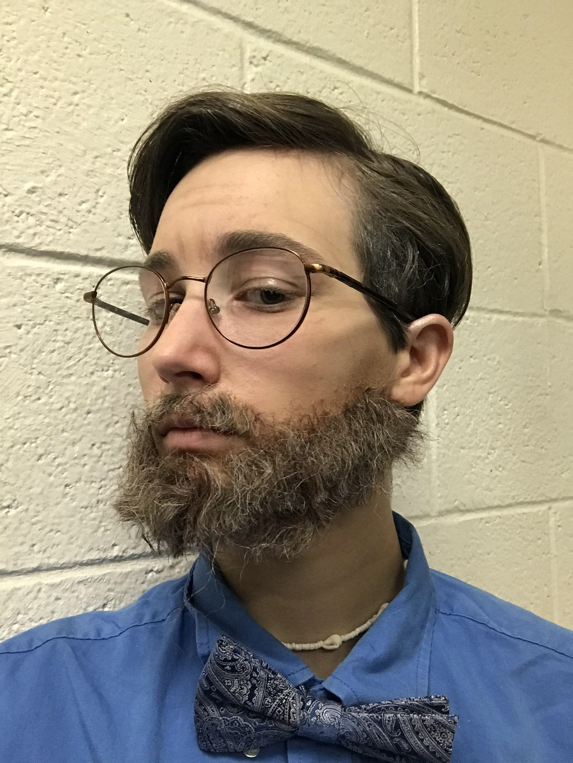 A closer look at the crepe hair beard. (2019)