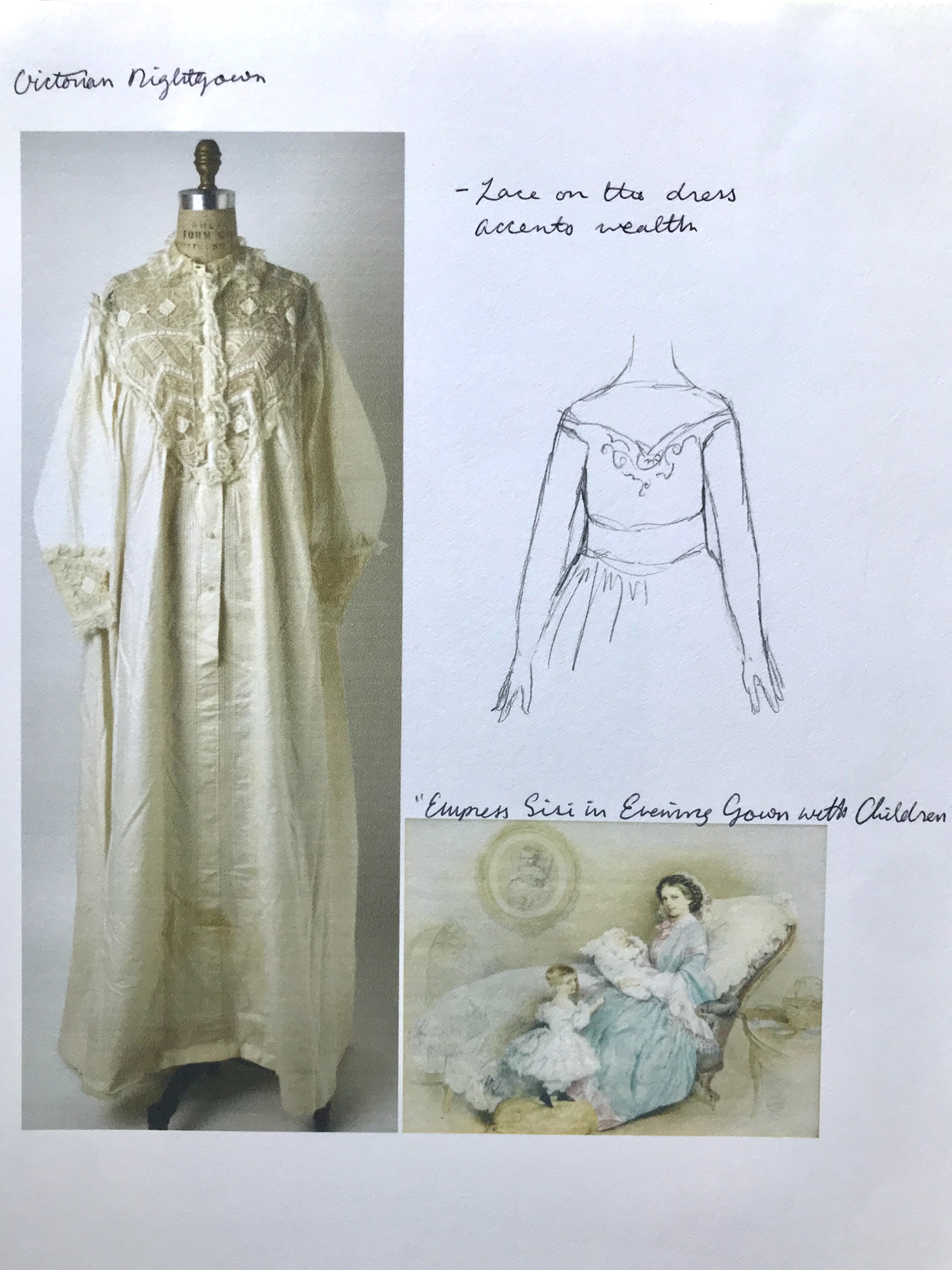 Inspiration taken from victorian nightgowns and paintings of Empress Sissi