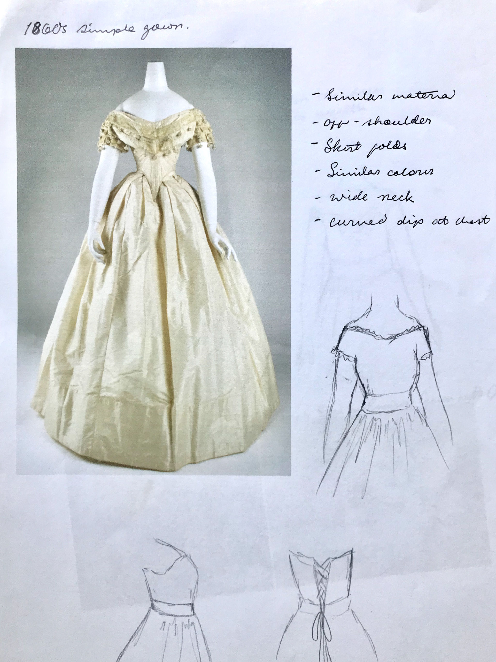 A victorian gown where I drew inspiration from the top of the dress.