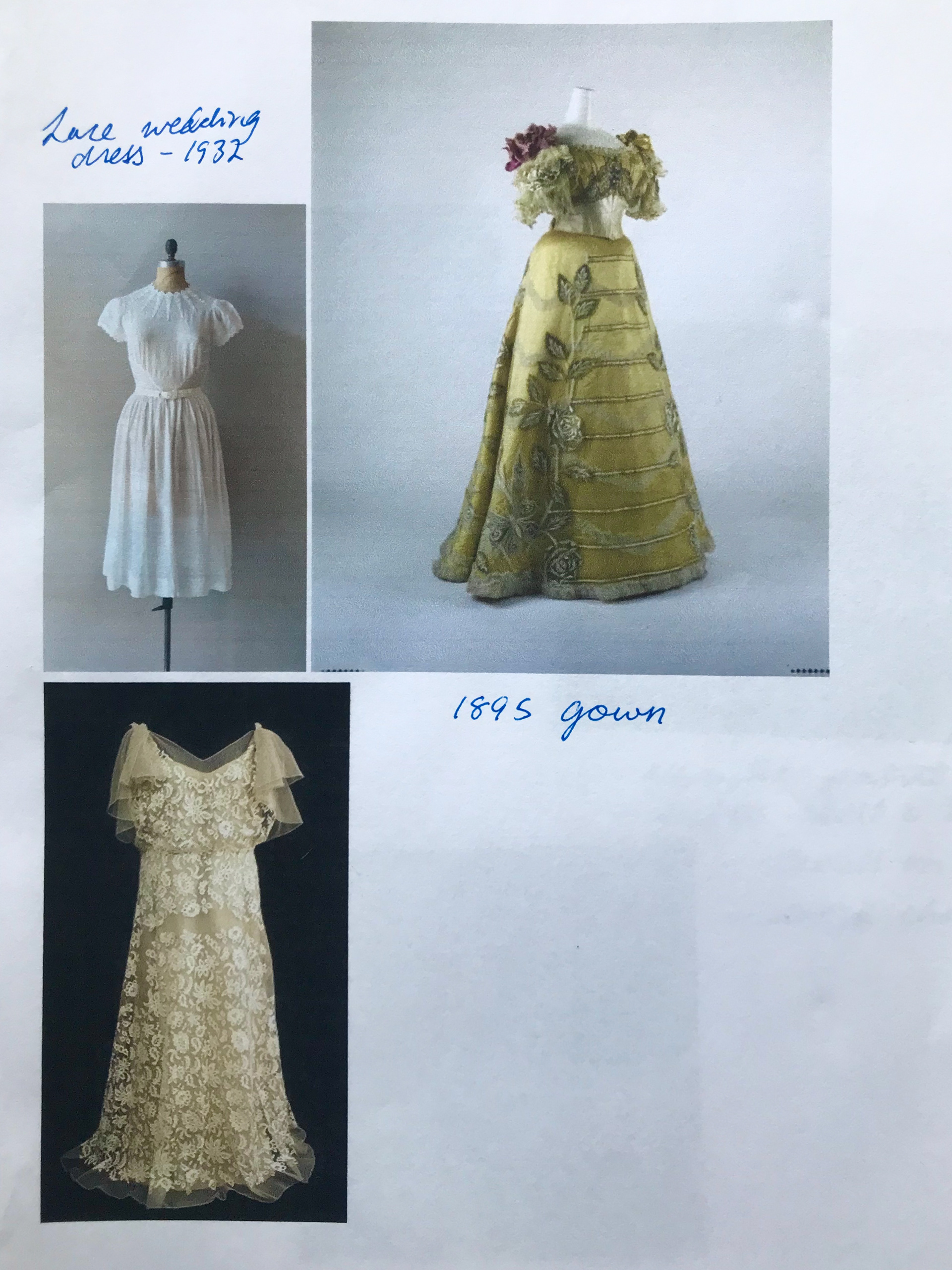 1930s gowns I drew inspiration from, since Claude Monet's Bridge Over Water Lilies was painted in the 1930s