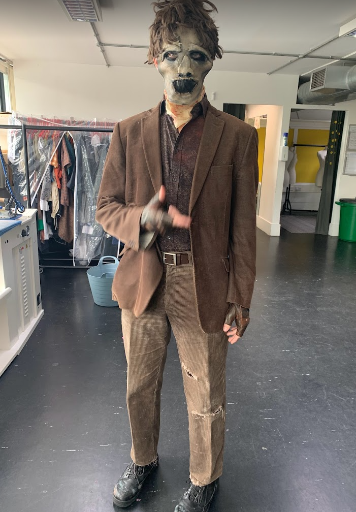 Leatherface costume sourced from charity shops and broken down