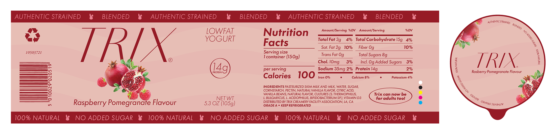 Raspberry Pomegranate Flavour Yogurt Label & Lid