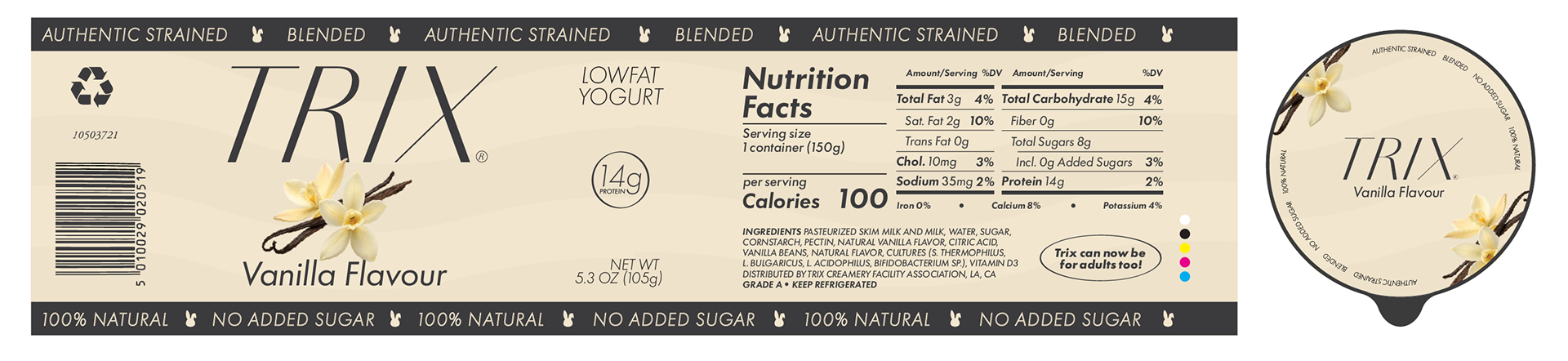 Vannila Flavour Yogurt Label & Lid