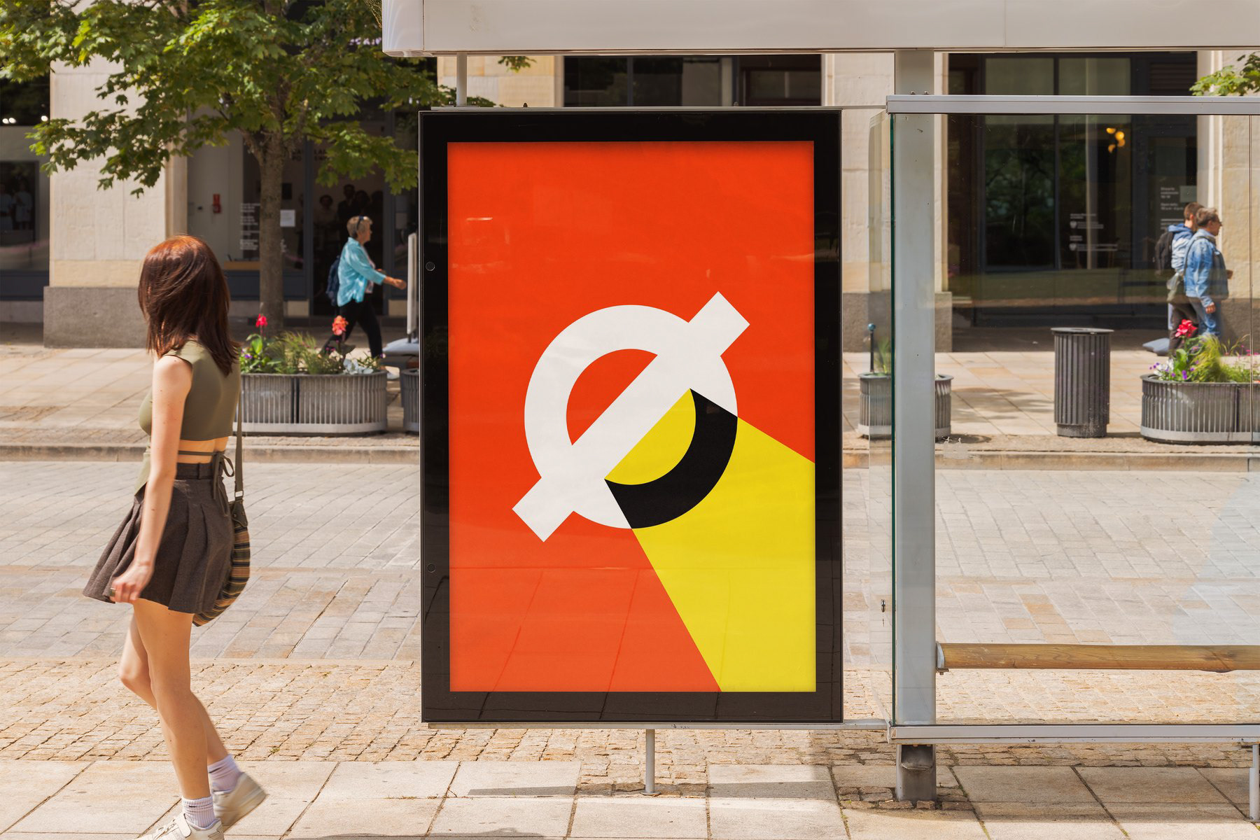 Busskur-plakat med Ø-scenelampen i rød-oransje og gul