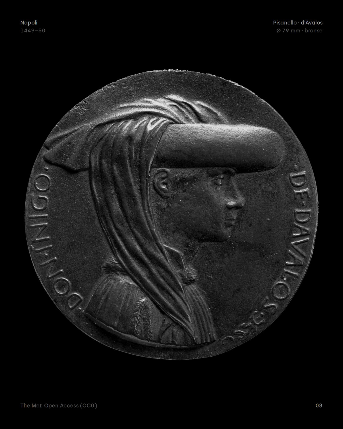 Pisanello-medalje, Iñigo d'Avalos, Napoli 1449–50. The Met Open Access.
