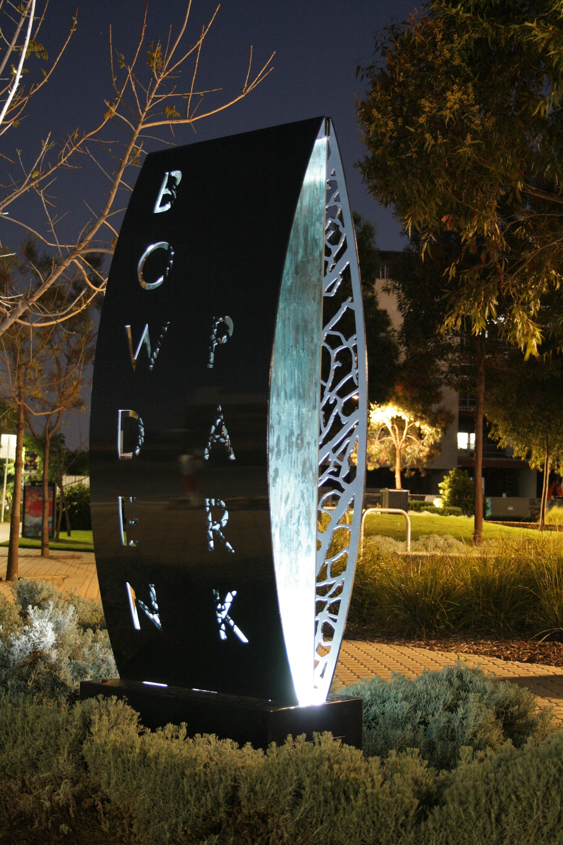 Heidi Kenyon, 2020. Bowden Park town sign. Fabricated by Iguana Creative. Photography by Adrian Kenyon.