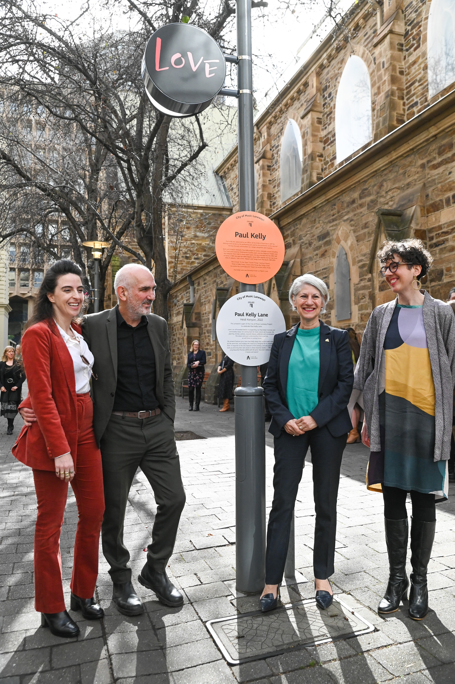 Heidi Kenyon, The Street of Love, 2022. Paul Kelly Lane public artwork commissioned by City of Adelaide, City of Music Laneways. Fabricated by Iguana Creative. Photography by Catherine Leo.
