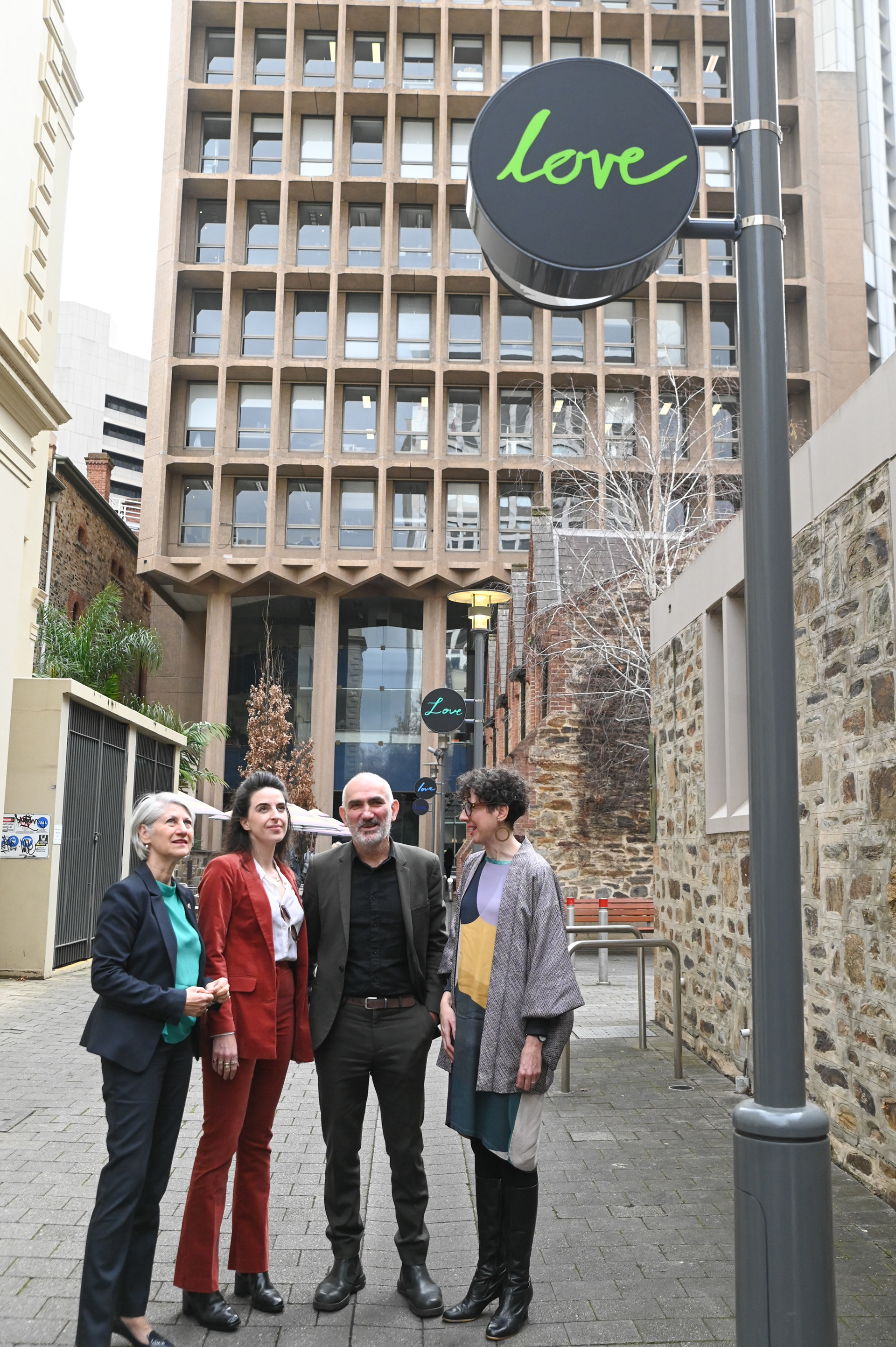 Heidi Kenyon, The Street of Love, 2022. Paul Kelly Lane public artwork commissioned by City of Adelaide, City of Music Laneways. Fabricated by Iguana Creative. Photography by Catherine Leo.