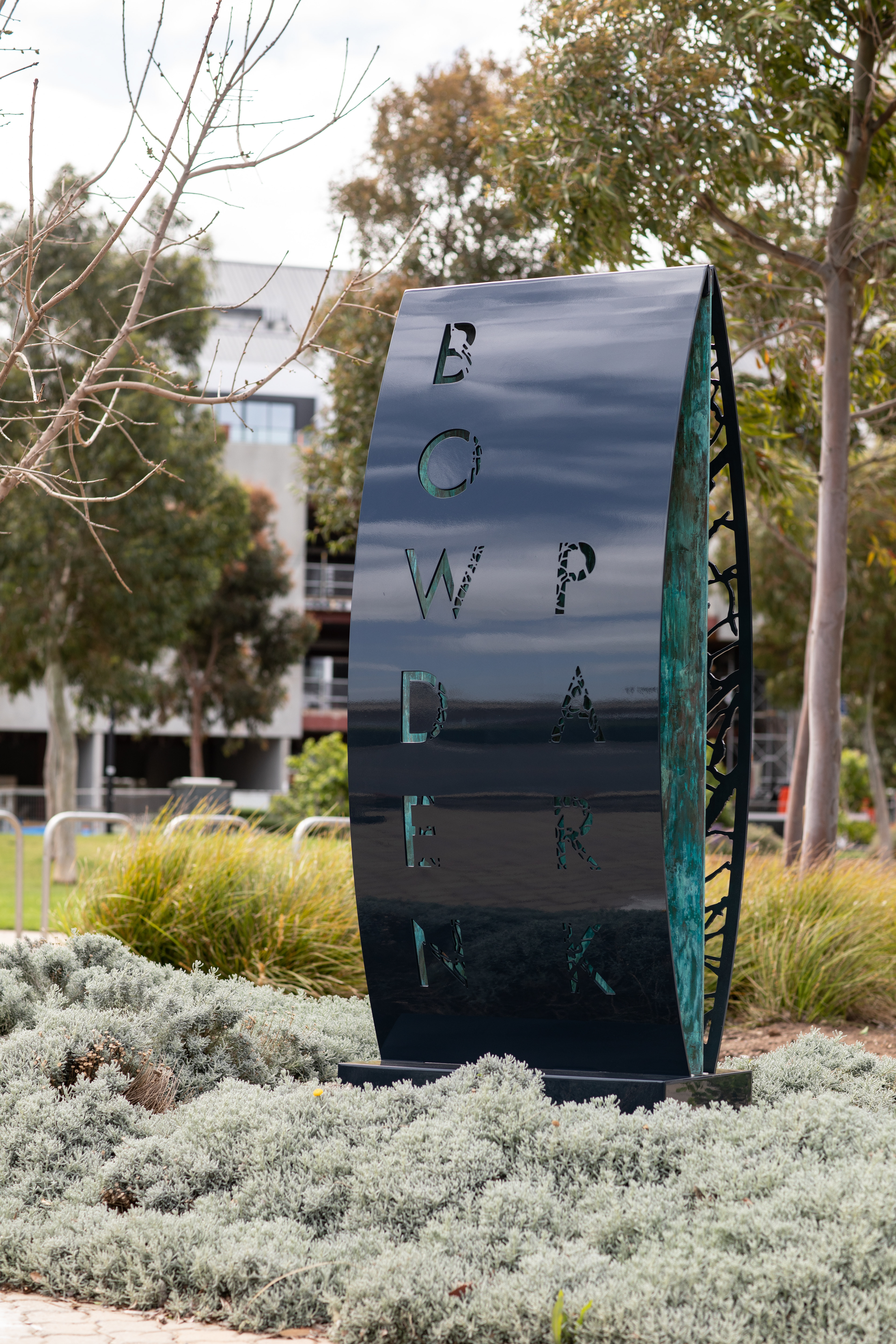 Heidi Kenyon, 2020. Bowden Park town sign. Fabricated by Iguana Creative. Photography by James Knowler.